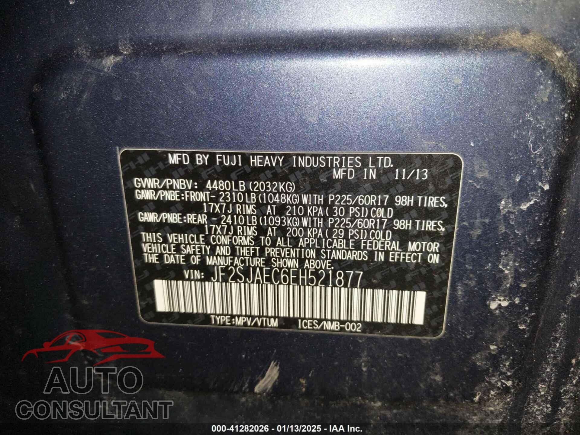 SUBARU FORESTER 2014 - JF2SJAEC6EH521877