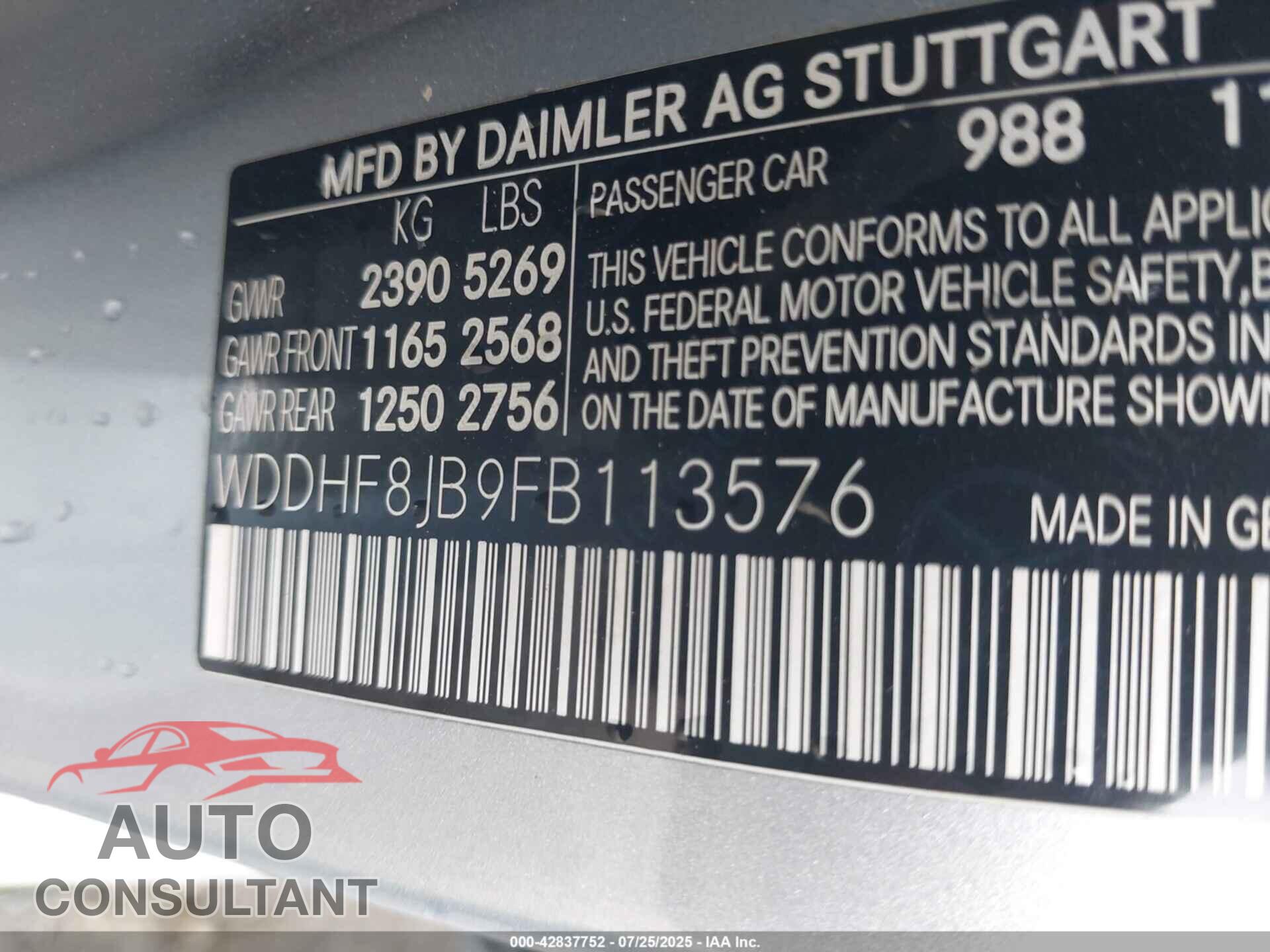MERCEDES-BENZ E 350 2015 - WDDHF8JB9FB113576