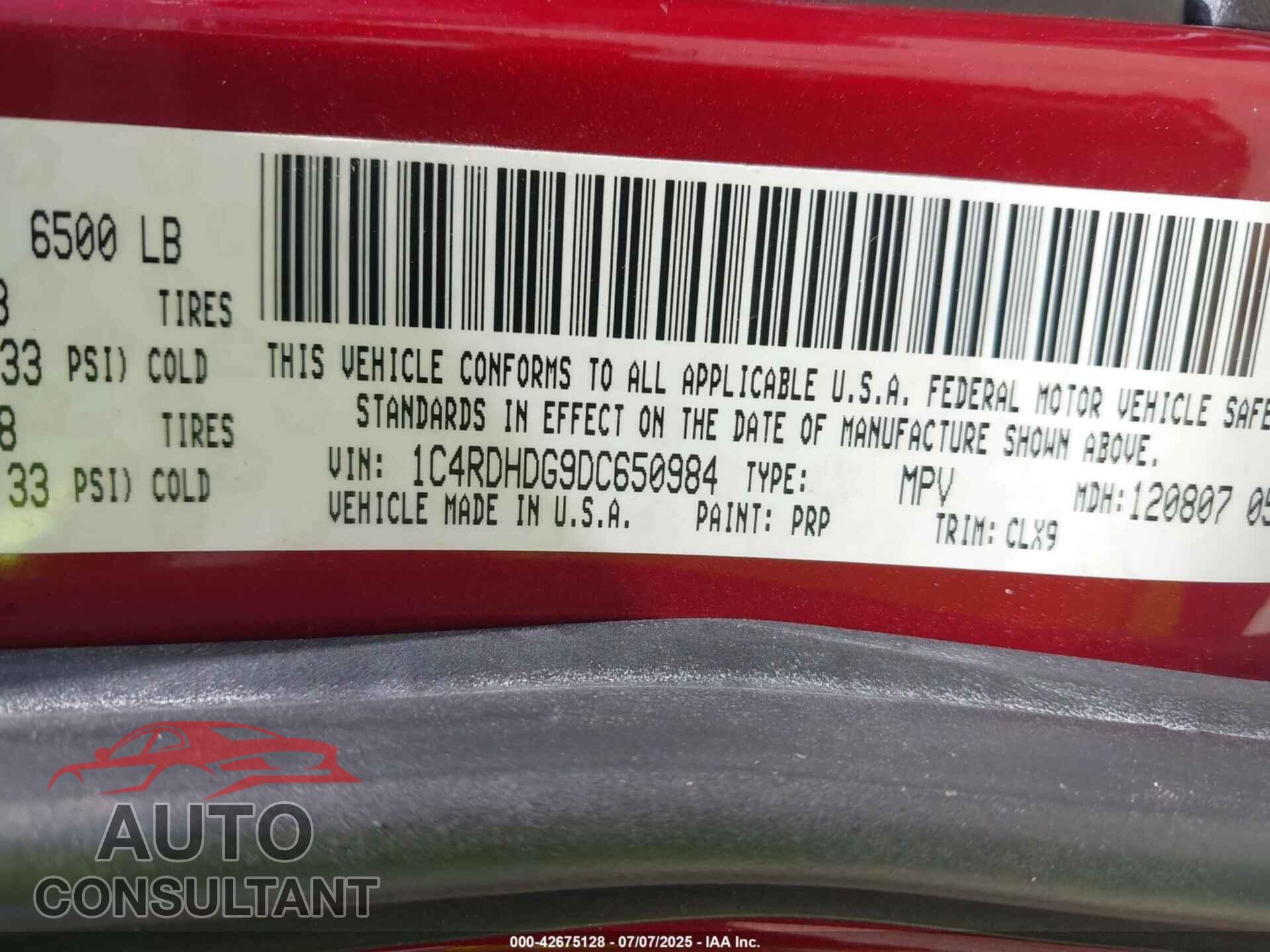 DODGE DURANGO 2013 - 1C4RDHDG9DC650984