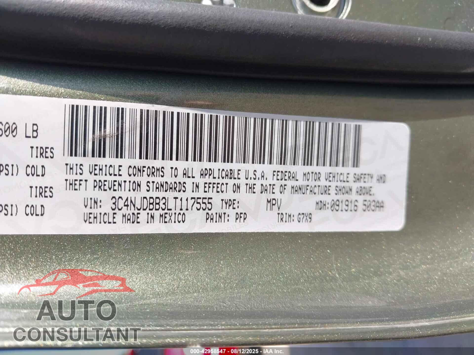 JEEP COMPASS 2020 - 3C4NJDBB3LT117555