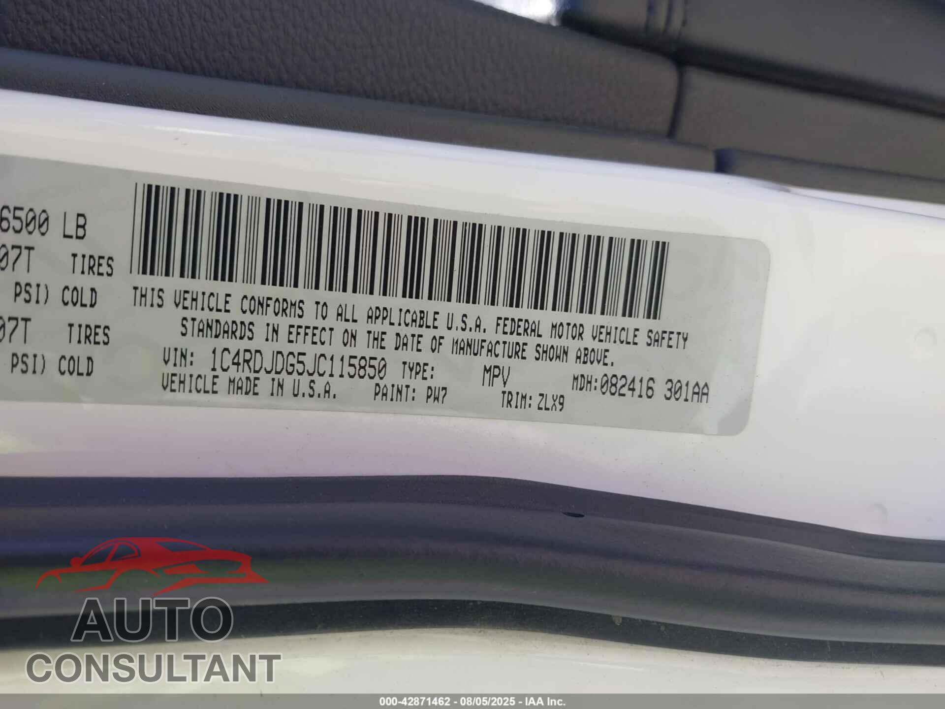 DODGE DURANGO 2018 - 1C4RDJDG5JC115850