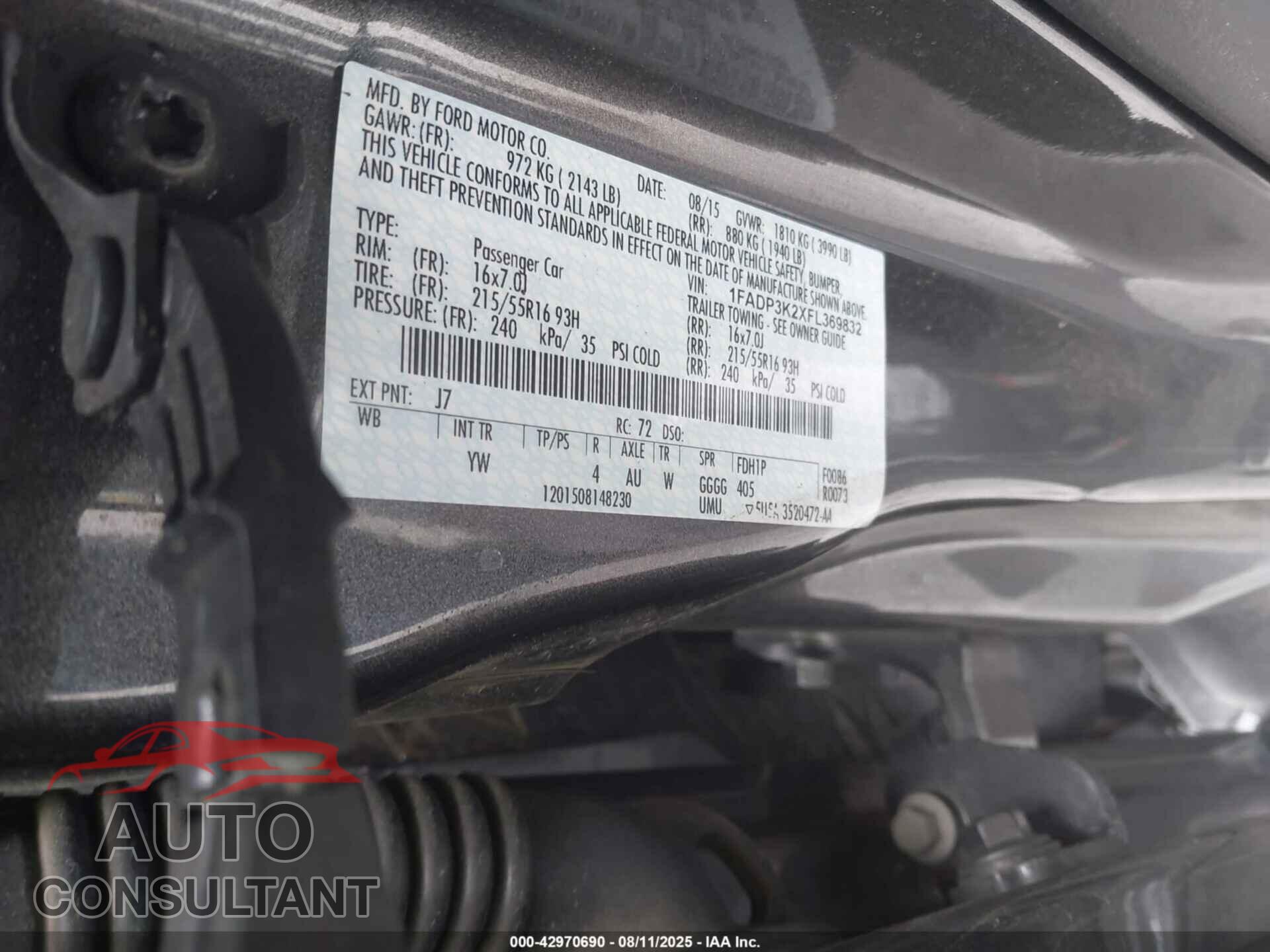 FORD FOCUS 2015 - 1FADP3K2XFL369832