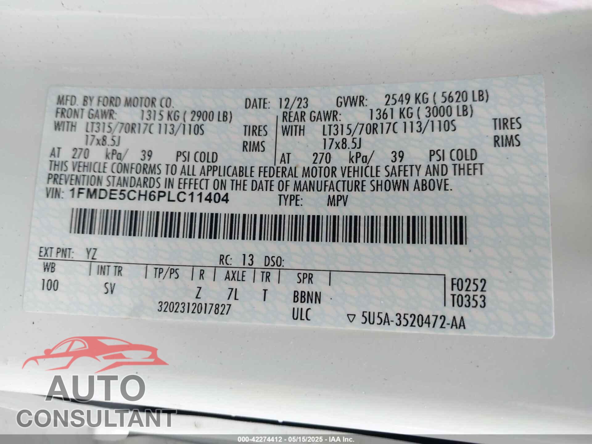 FORD BRONCO 2023 - 1FMDE5CH6PLC11404