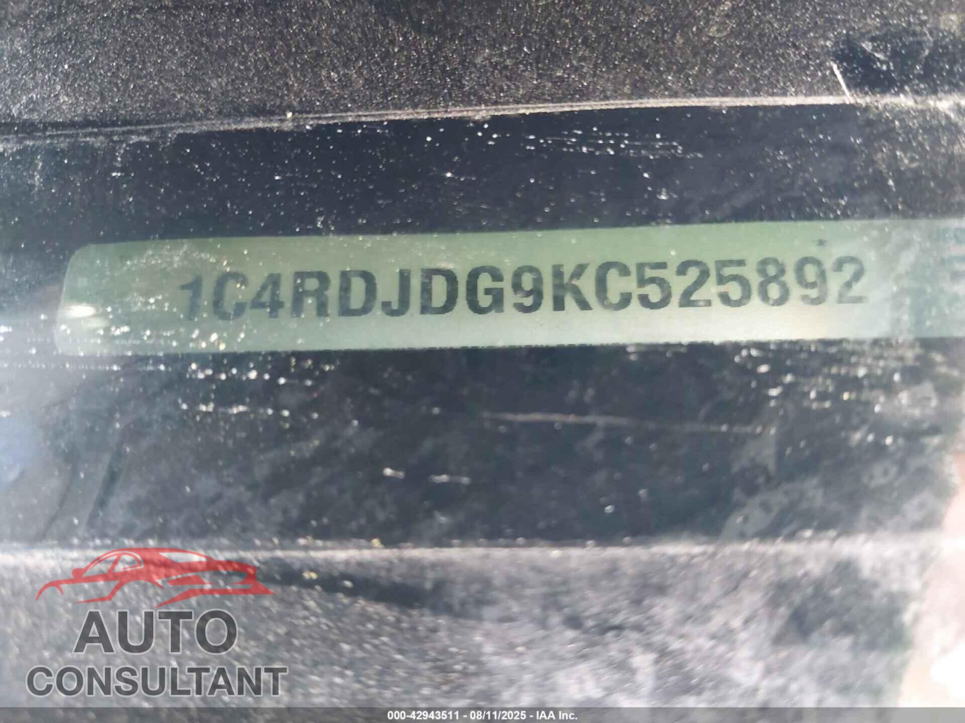 DODGE DURANGO 2019 - 1C4RDJDG9KC525892