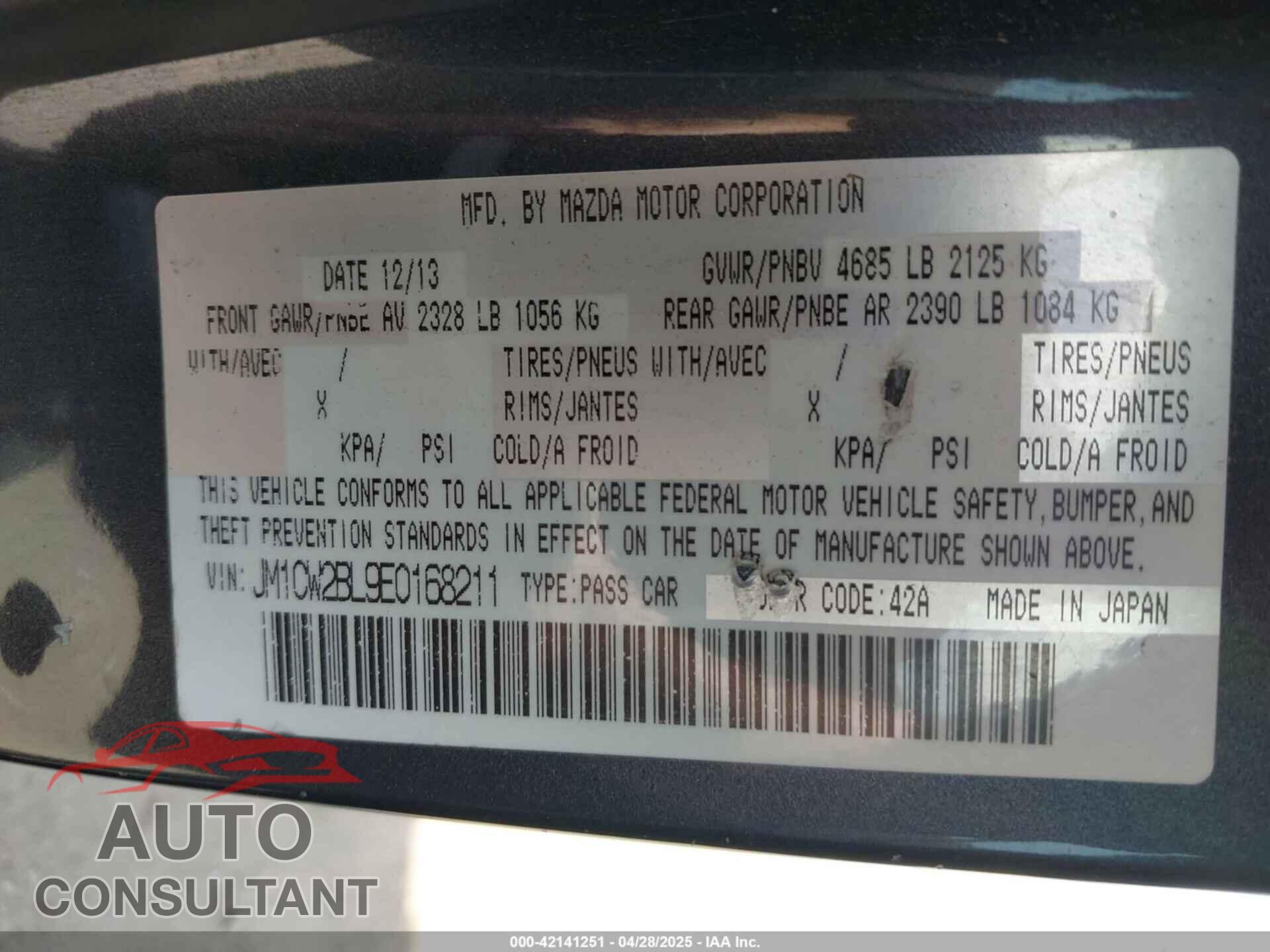 MAZDA MAZDA5 2014 - JM1CW2BL9E0168211