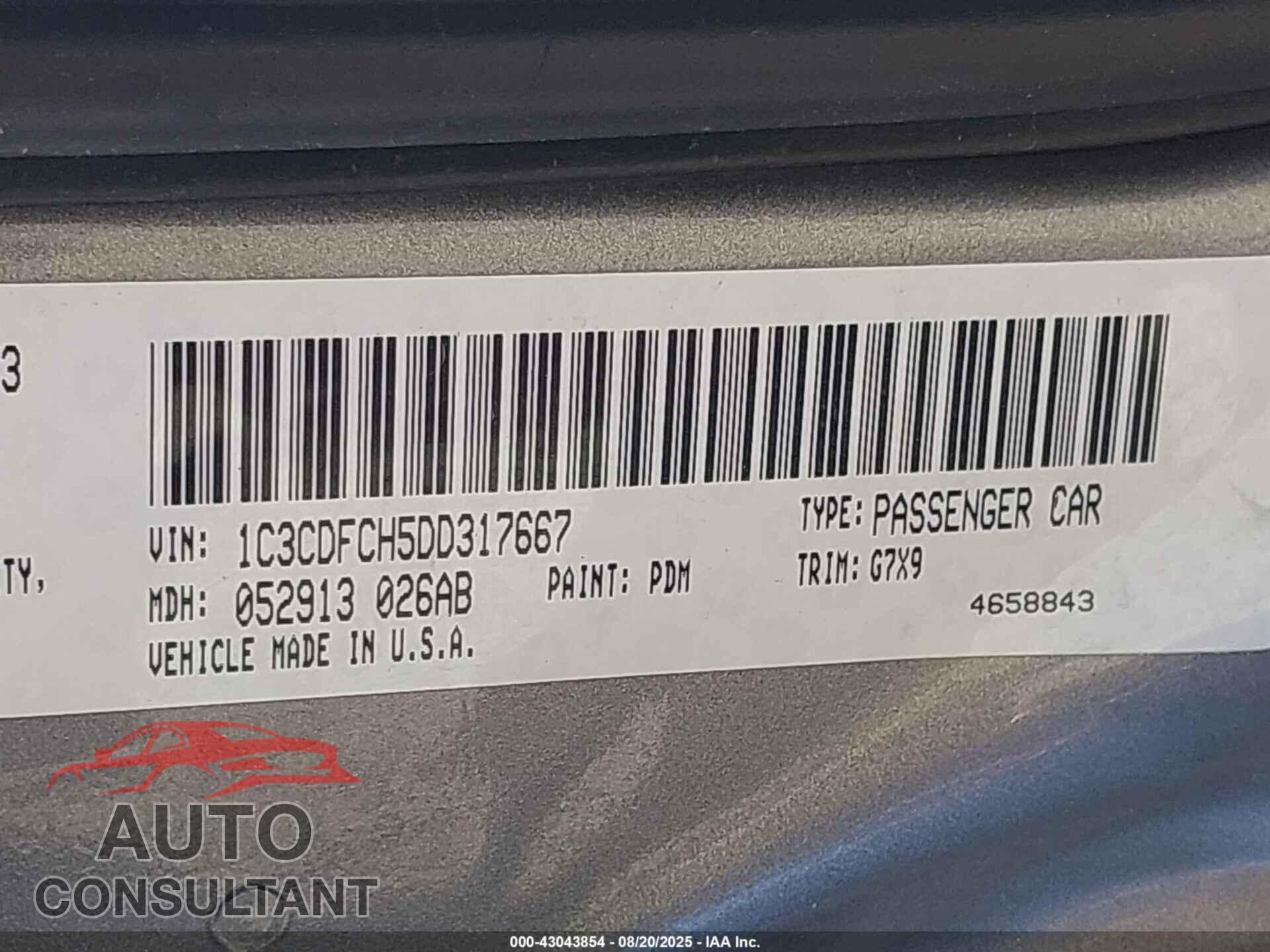 DODGE DART 2013 - 1C3CDFCH5DD317667