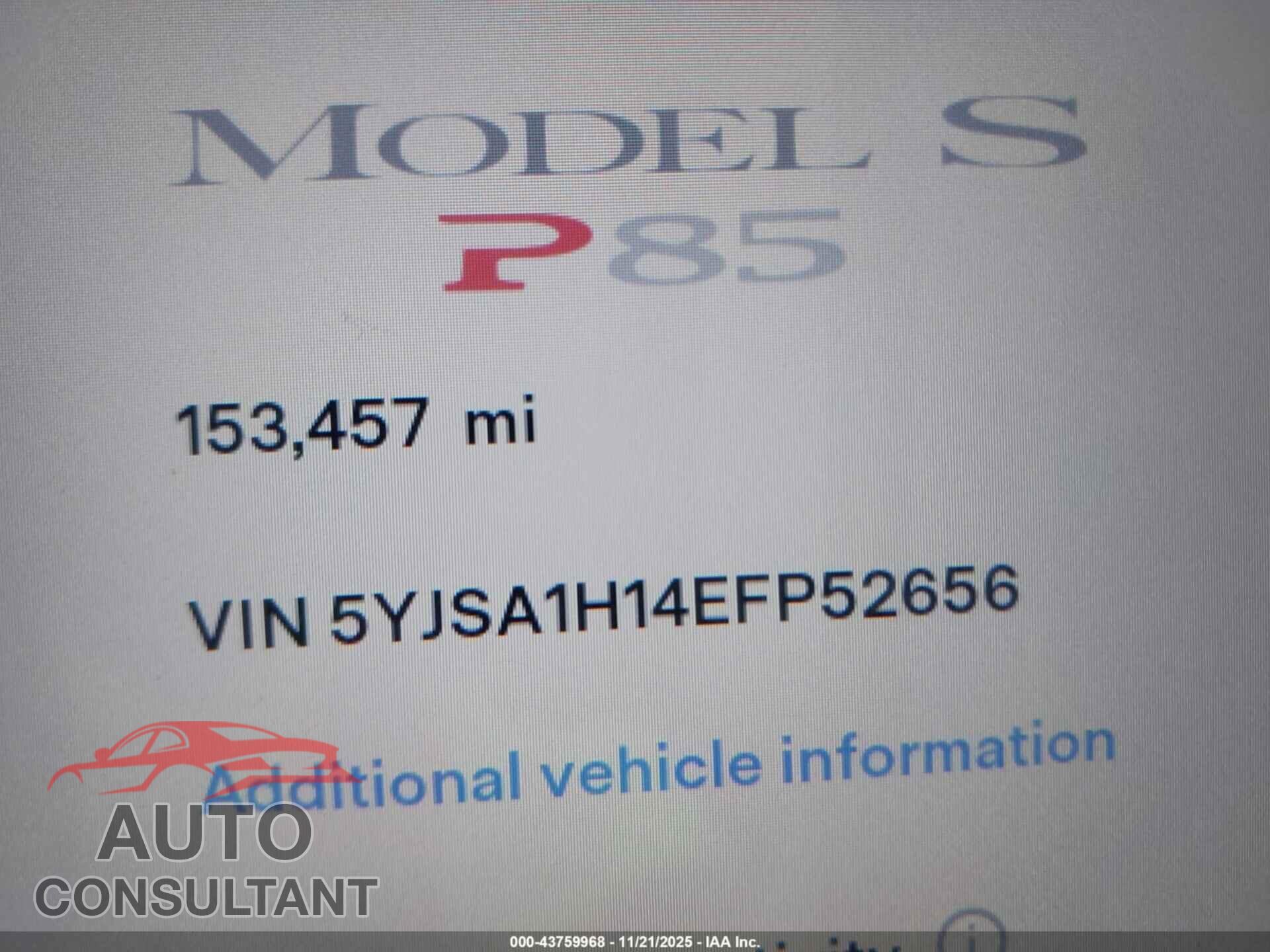 TESLA MODEL S 2014 - 5YJSA1H14EFP52656