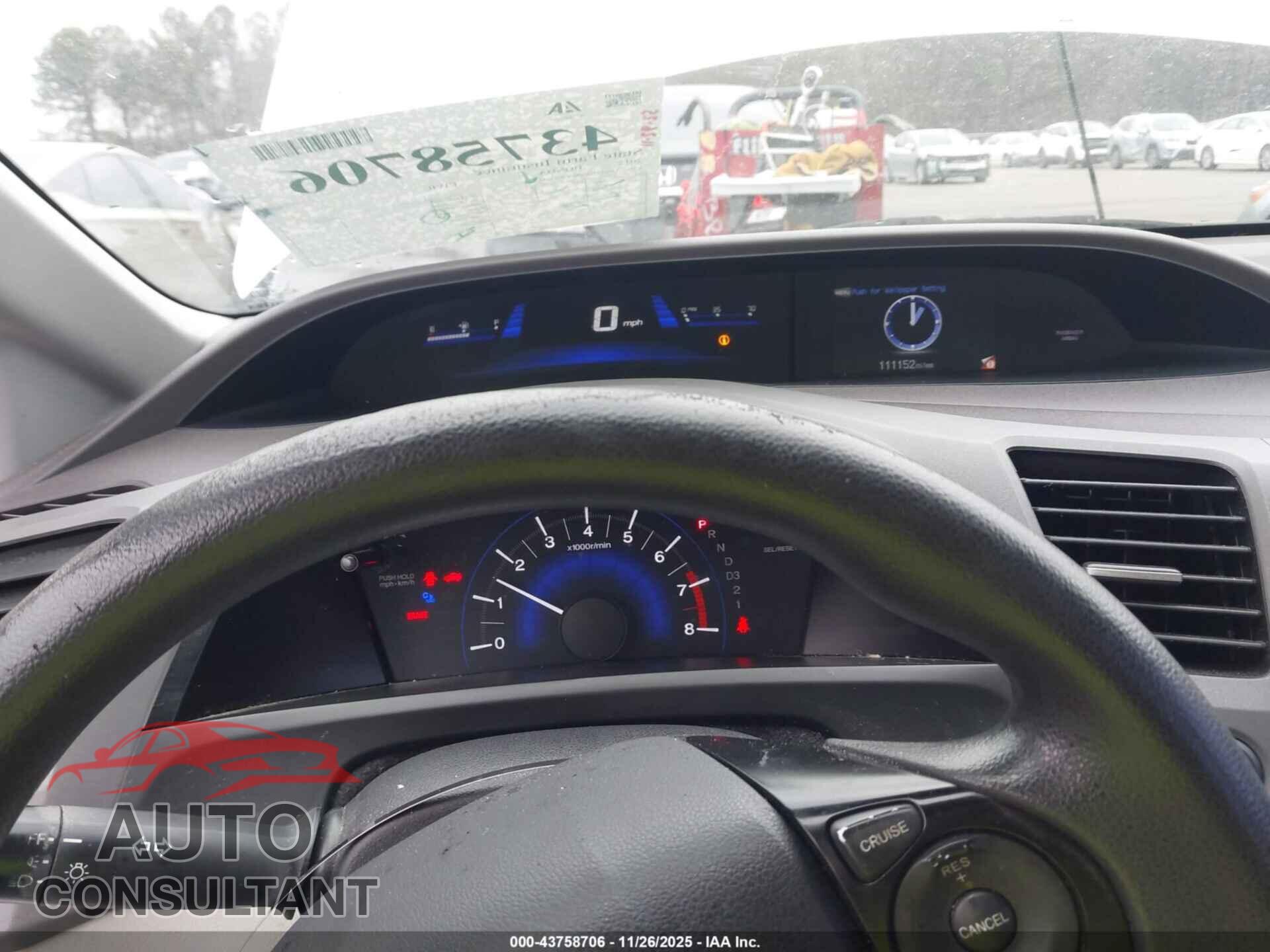 HONDA CIVIC 2012 - 19XFB2F58CE090643
