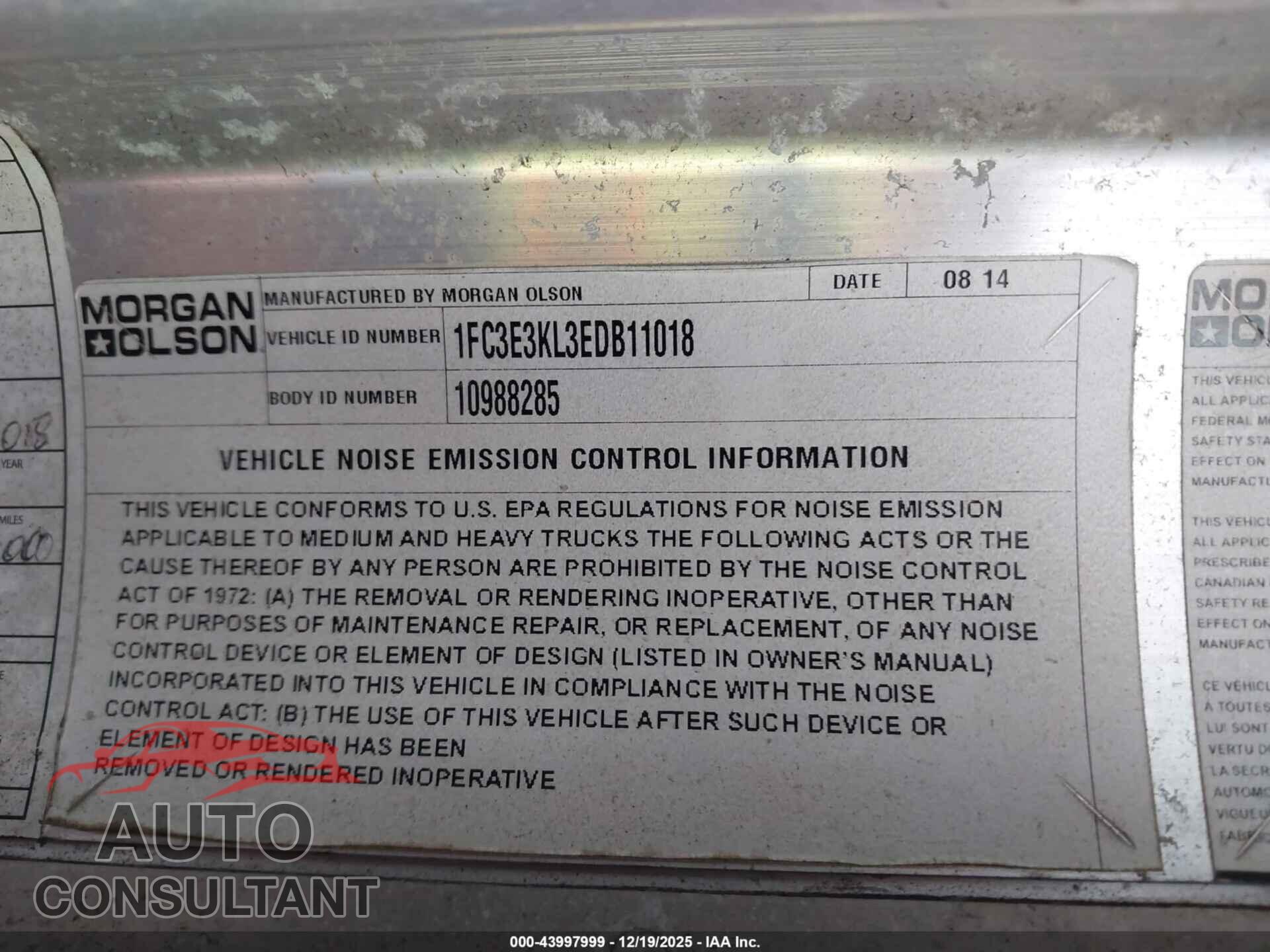 FORD E-350 STRIPPED 2014 - 1FC3E3KL3EDB11018