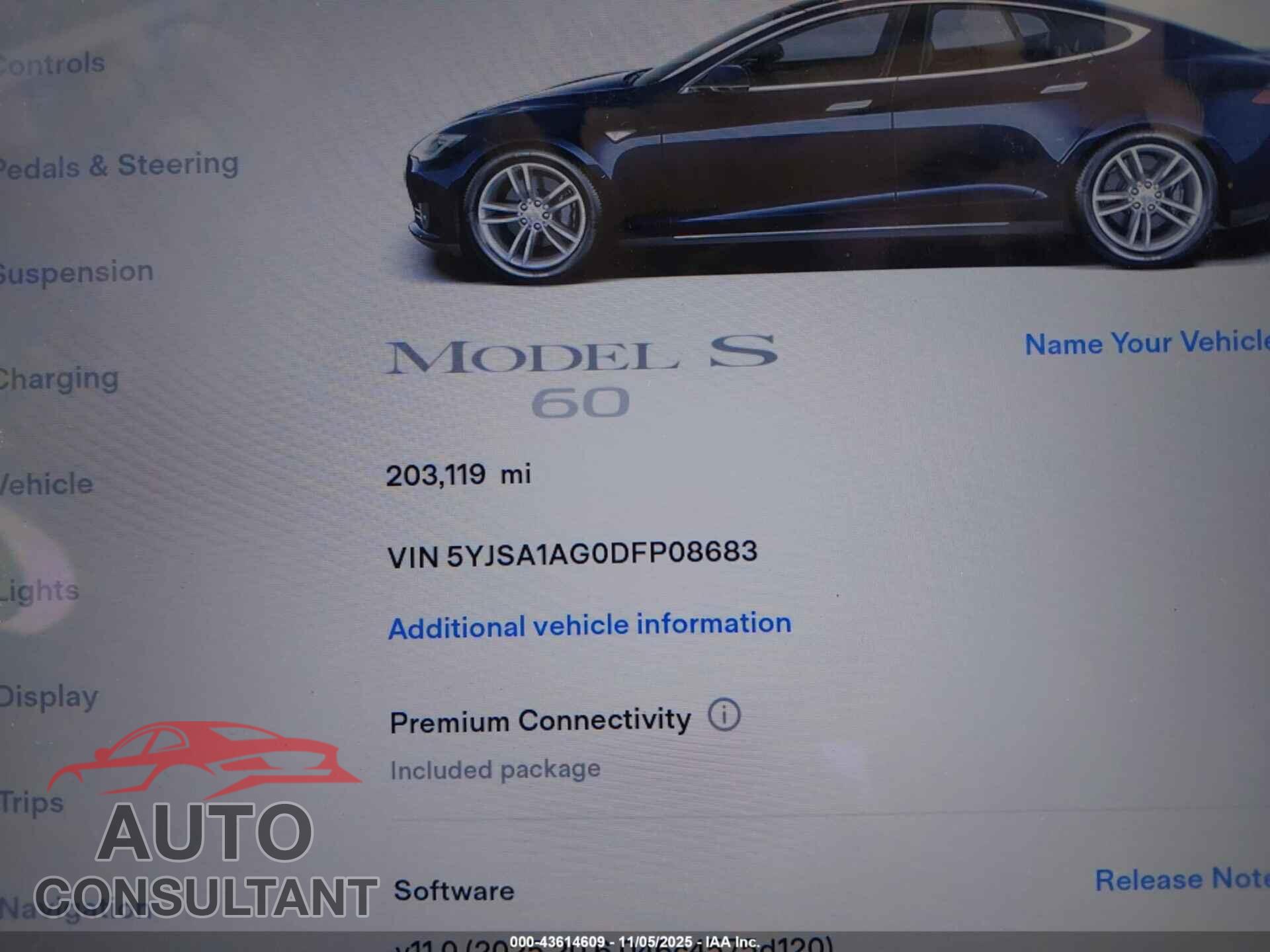 TESLA MODEL S 2013 - 5YJSA1AG0DFP08683