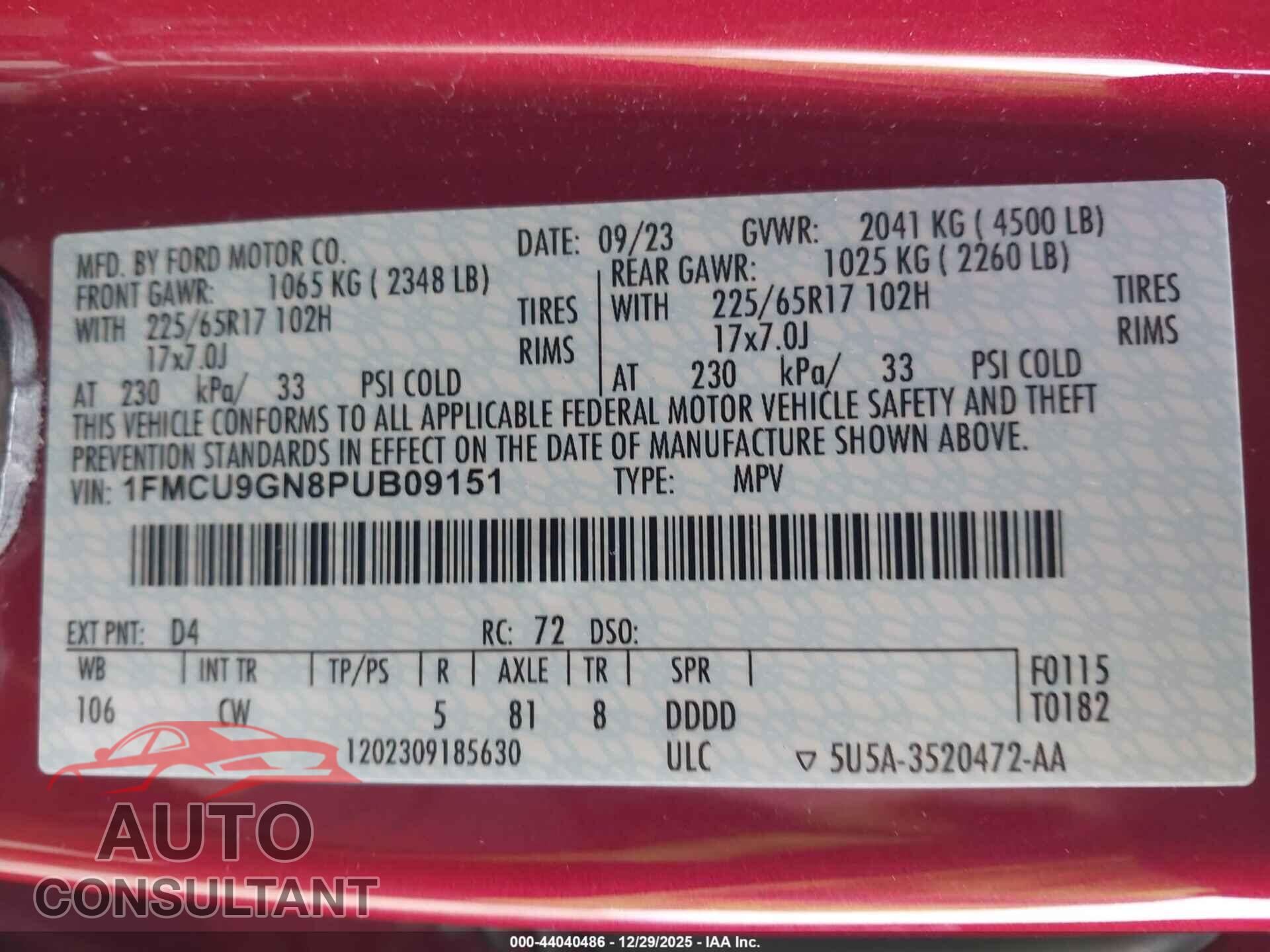 FORD ESCAPE 2023 - 1FMCU9GN8PUB09151