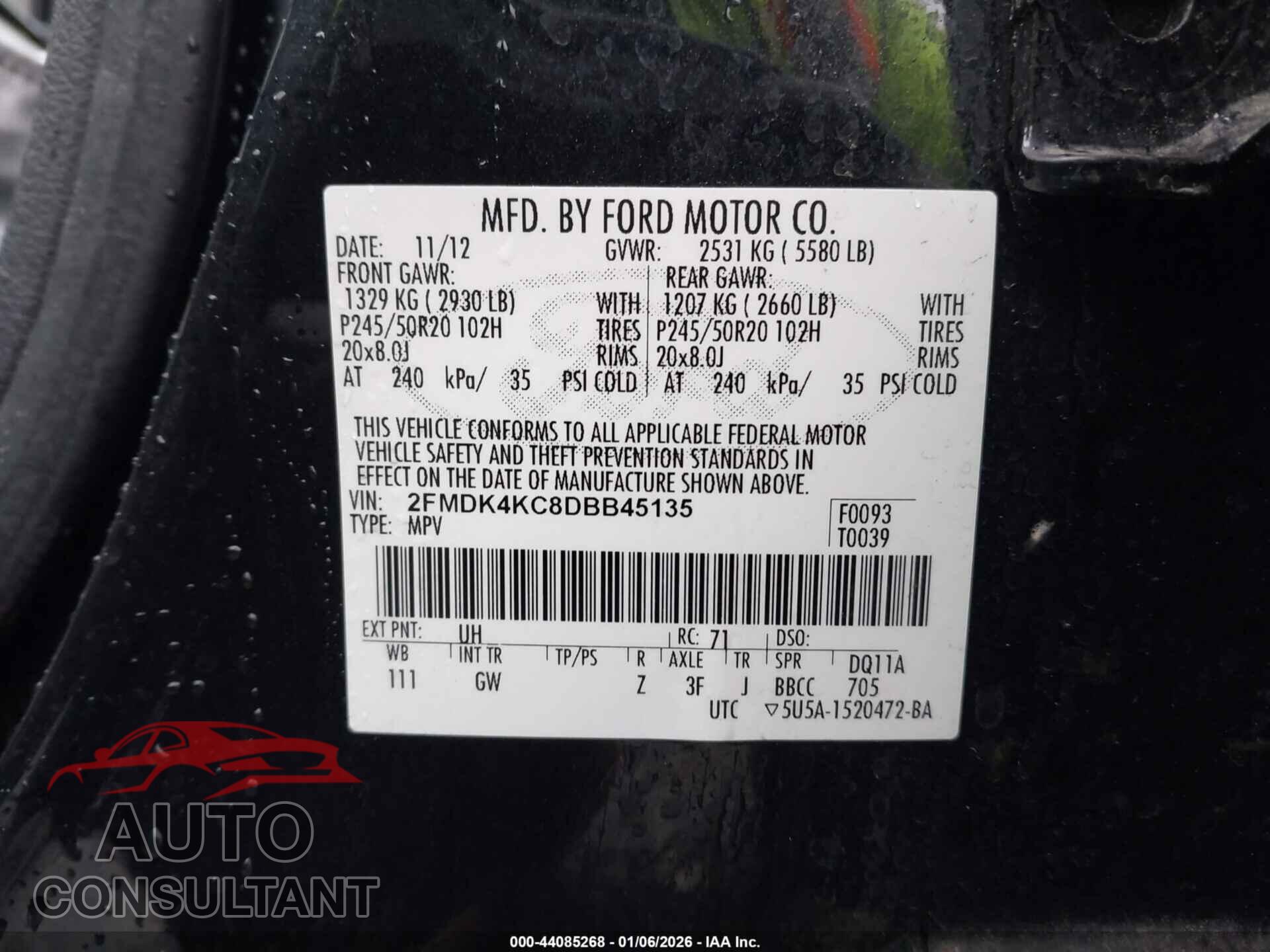 FORD EDGE 2013 - 2FMDK4KC8DBB45135