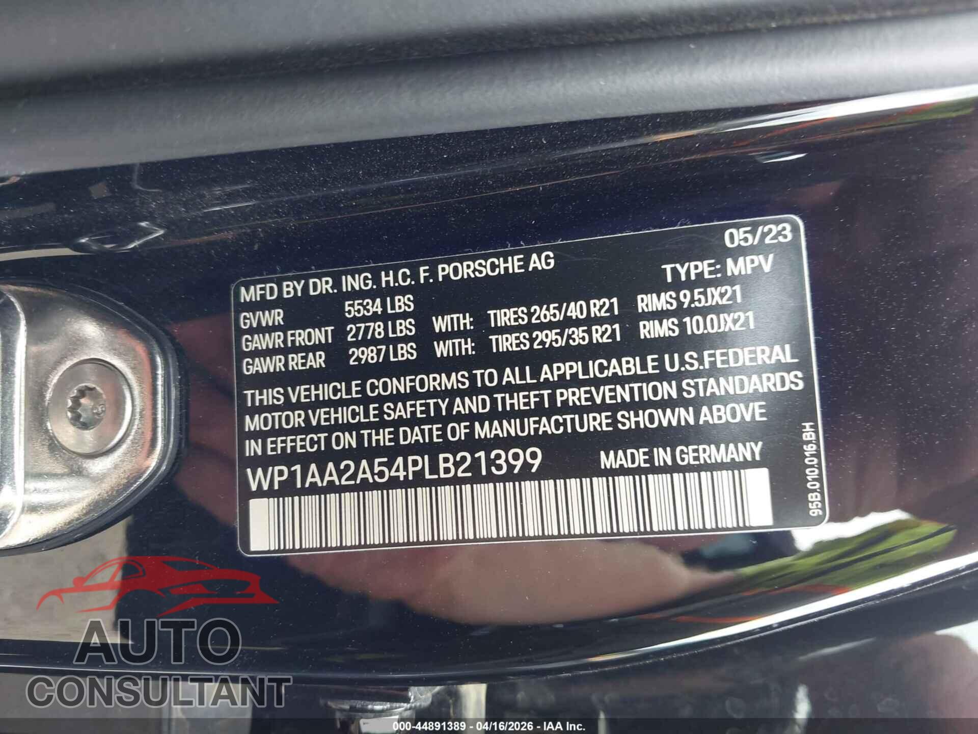 PORSCHE MACAN 2023 - WP1AA2A54PLB21399