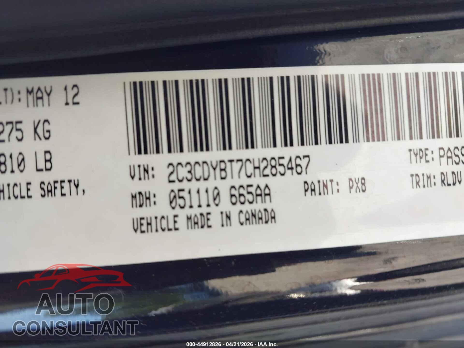 DODGE CHALLENGER 2012 - 2C3CDYBT7CH285467