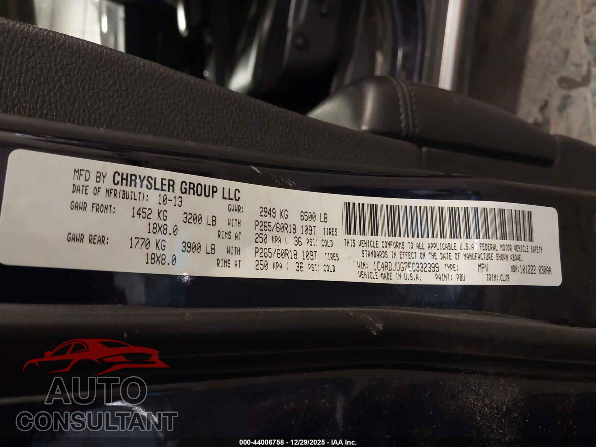 DODGE DURANGO 2014 - 1C4RDJDG7EC332399