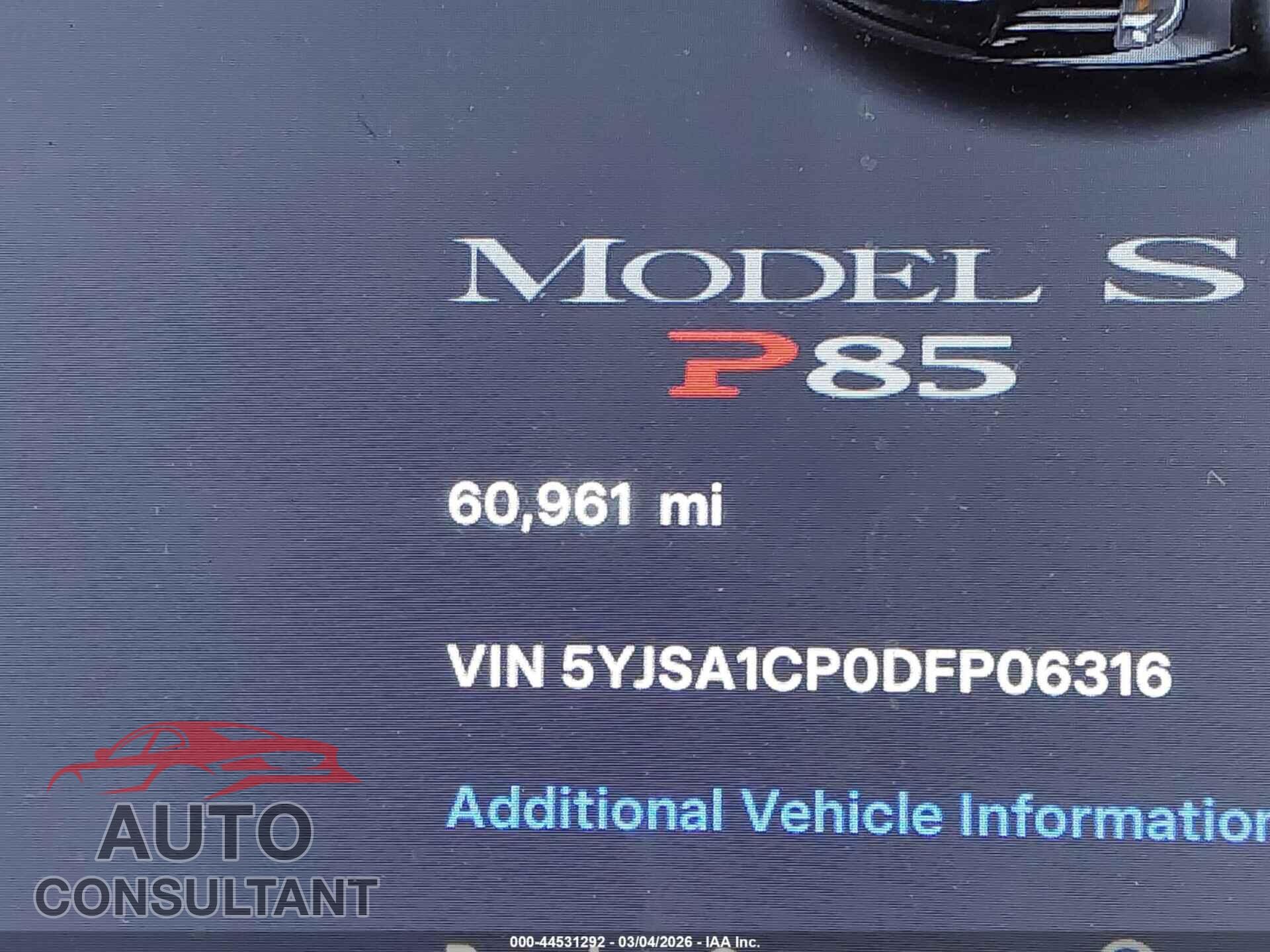 TESLA MODEL S 2013 - 5YJSA1CP0DFP06316