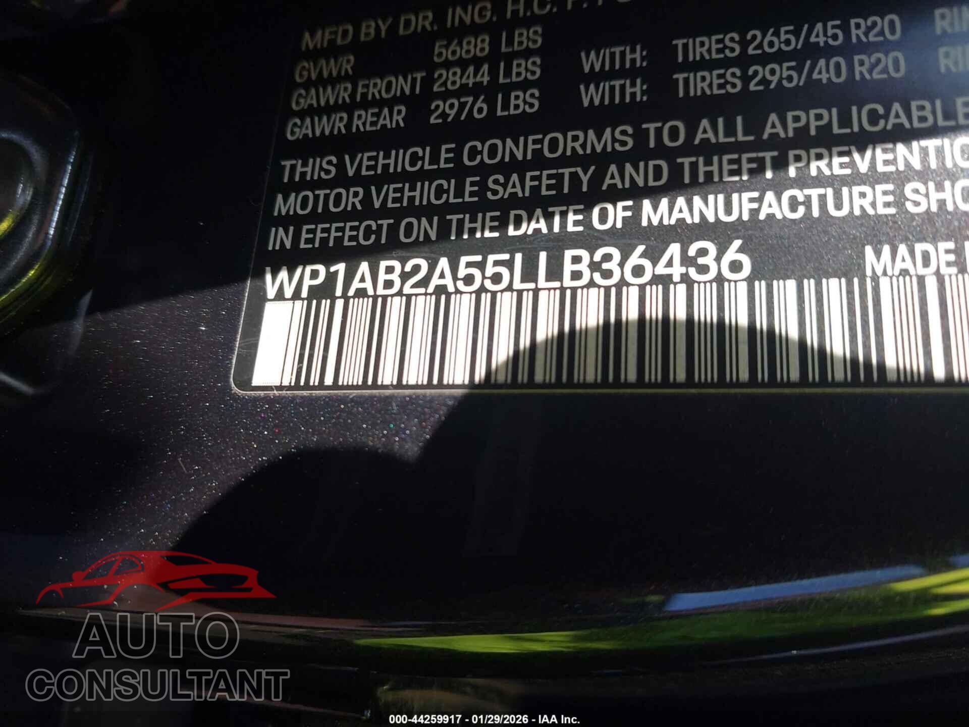PORSCHE MACAN 2020 - WP1AB2A55LLB36436