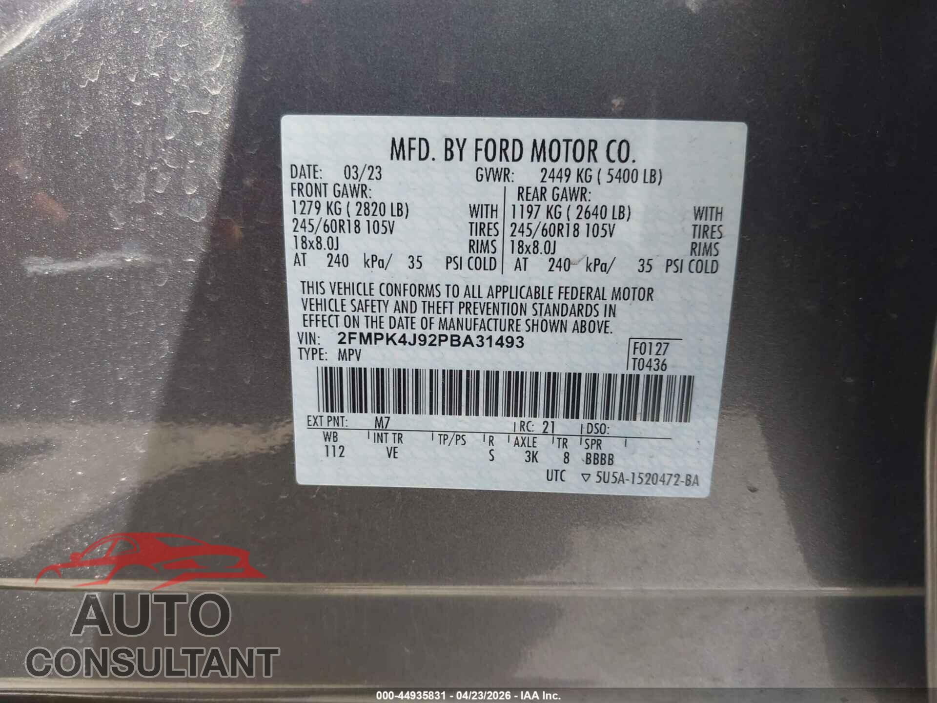 FORD EDGE 2023 - 2FMPK4J92PBA31493