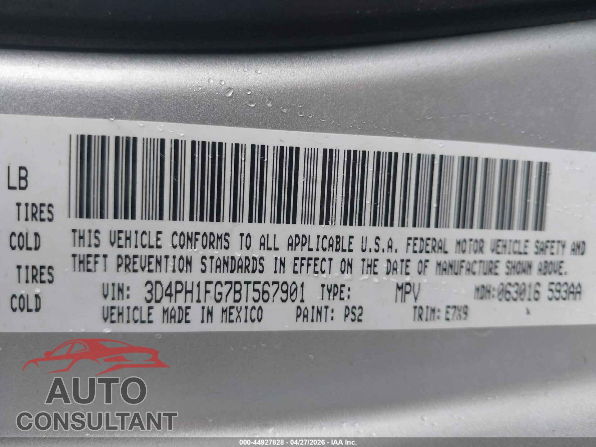 DODGE JOURNEY 2011 - 3D4PH1FG7BT567901