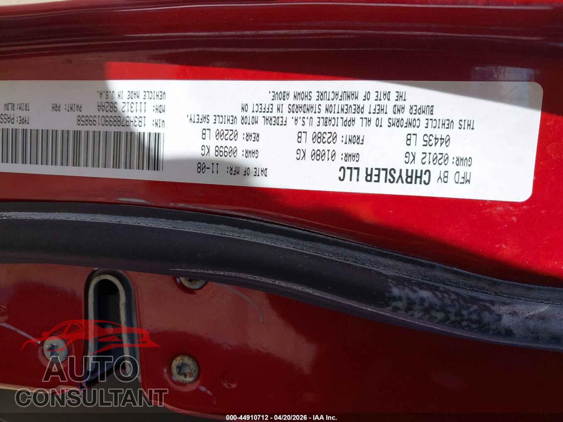 DODGE CALIBER 2009 - 1B3HB78B99D199858