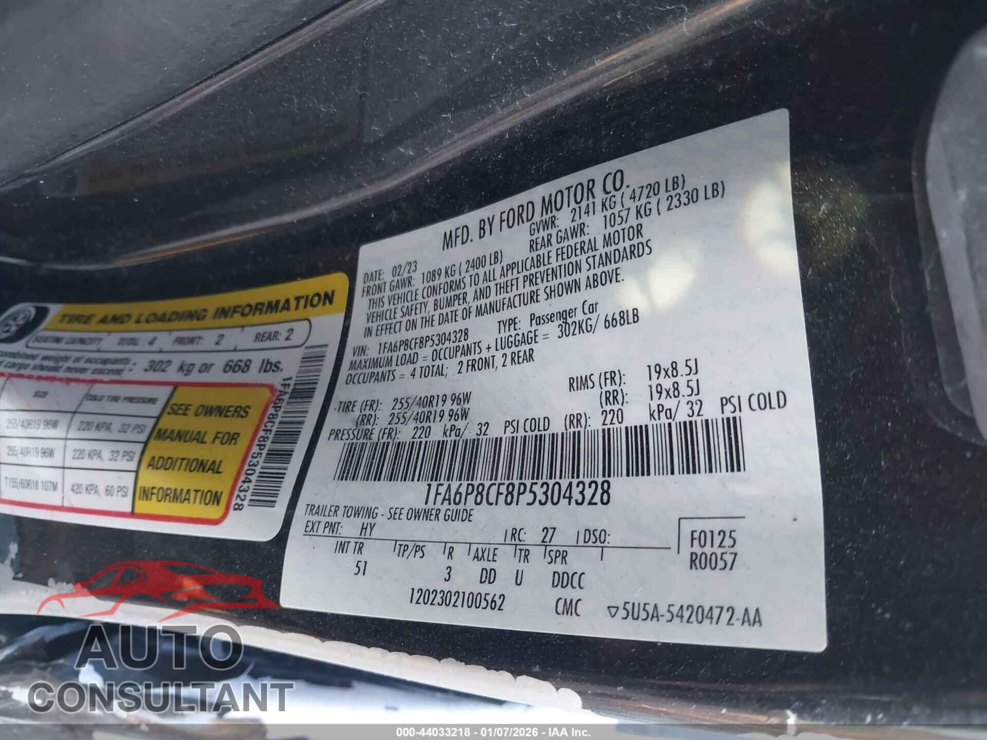 FORD MUSTANG 2023 - 1FA6P8CF8P5304328