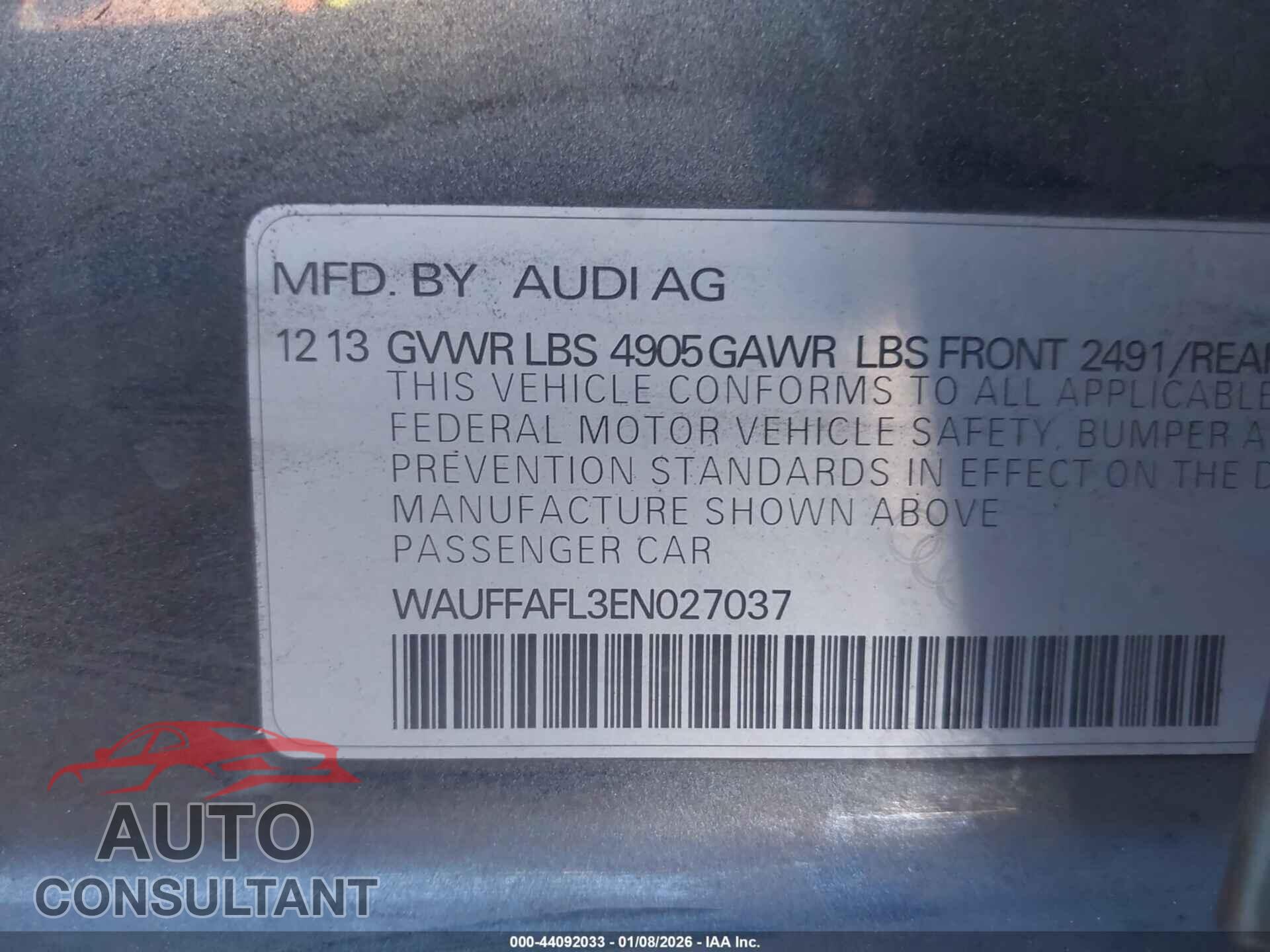 AUDI A4 2014 - WAUFFAFL3EN027037