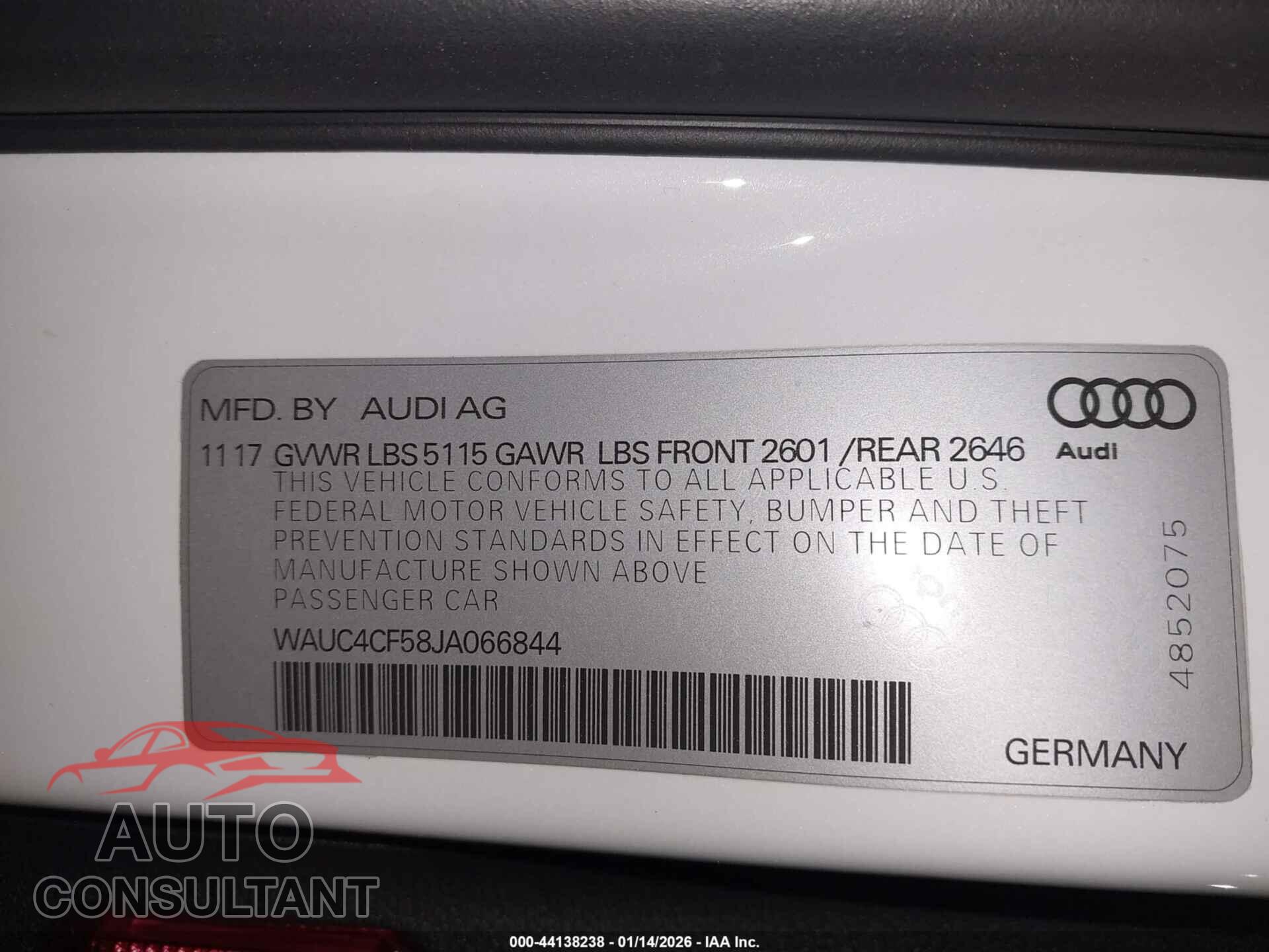 AUDI S5 2018 - WAUC4CF58JA066844