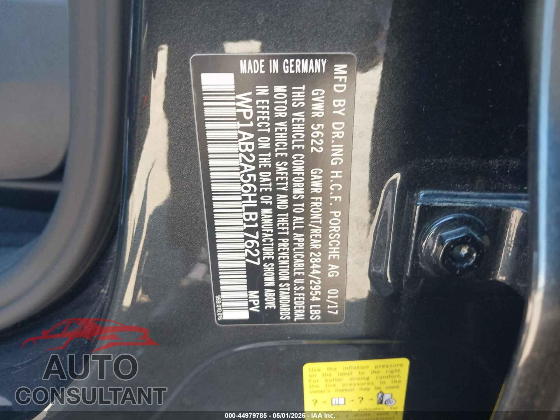 PORSCHE MACAN 2017 - WP1AB2A56HLB17627