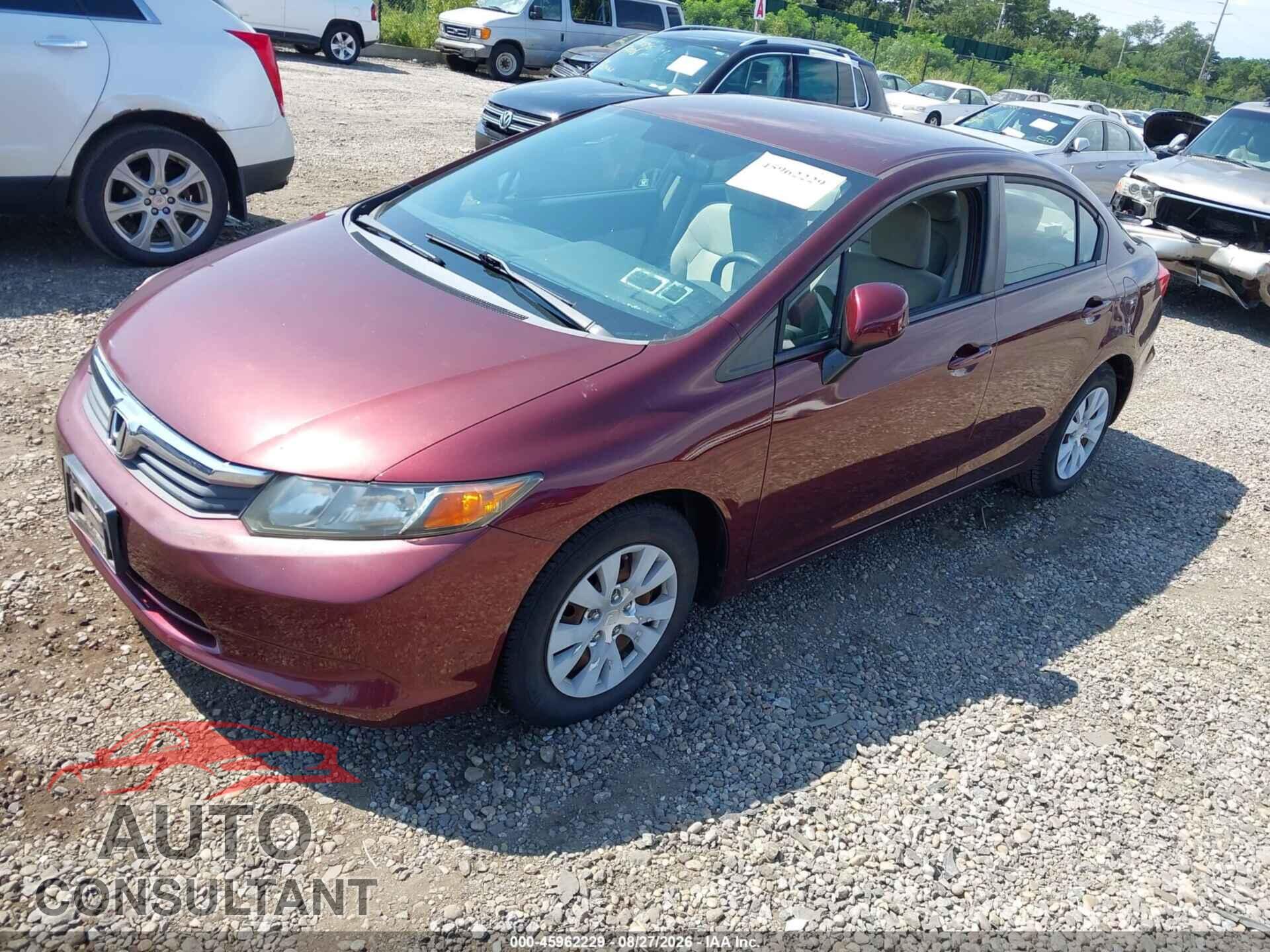 HONDA CIVIC 2012 - 19XFB2F55CE375655