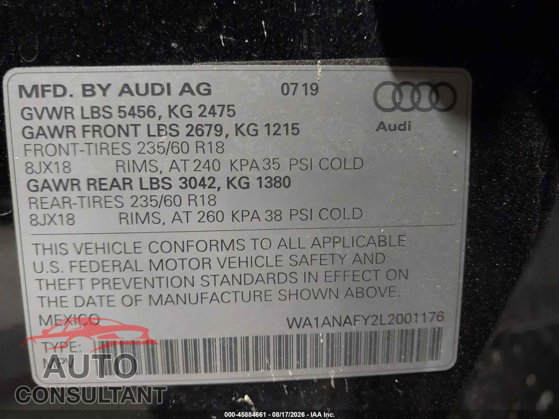 AUDI Q5 2020 - WA1ANAFY2L2001176