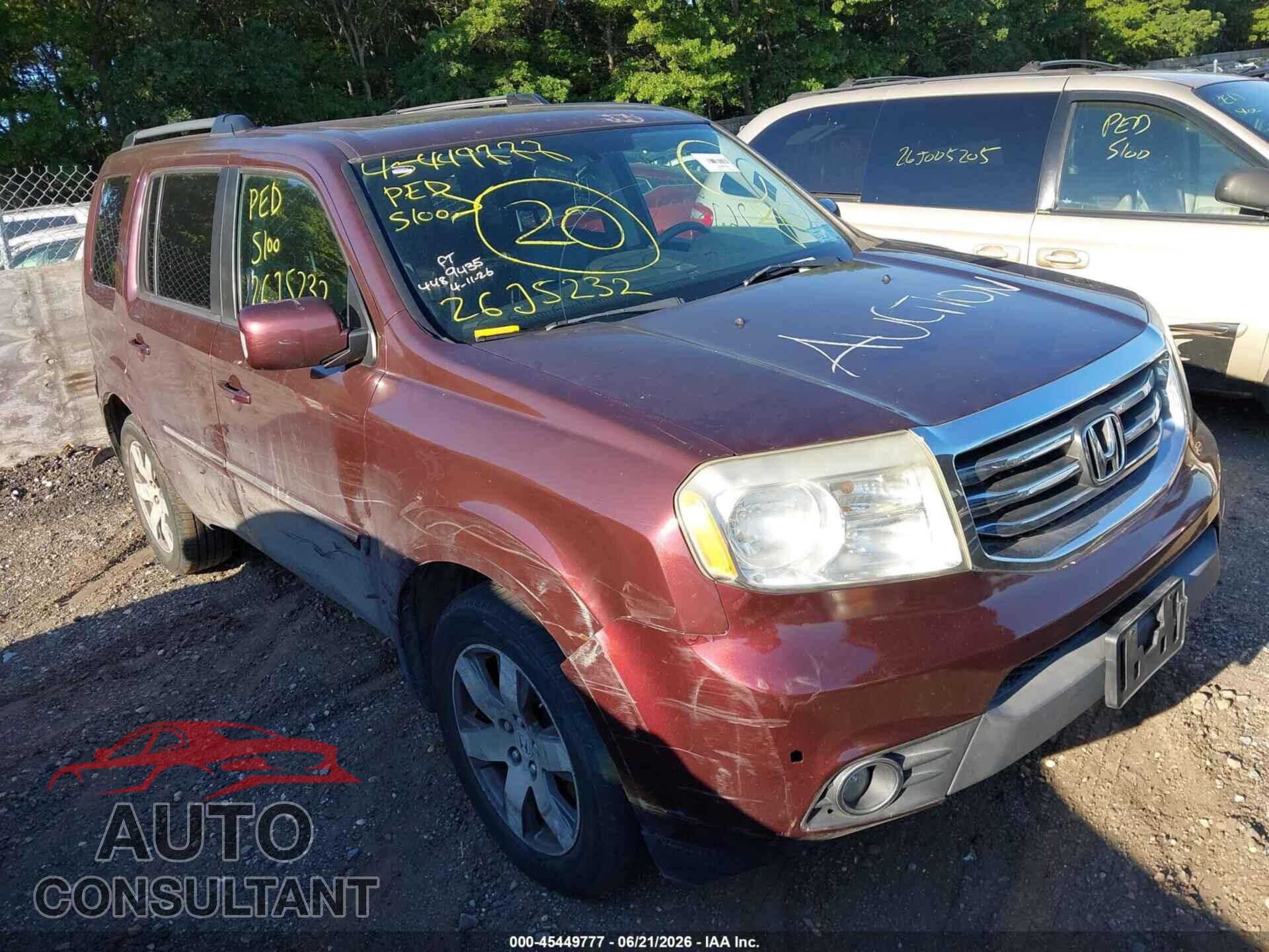 HONDA PILOT 2013 - 5FNYF4H99DB047594