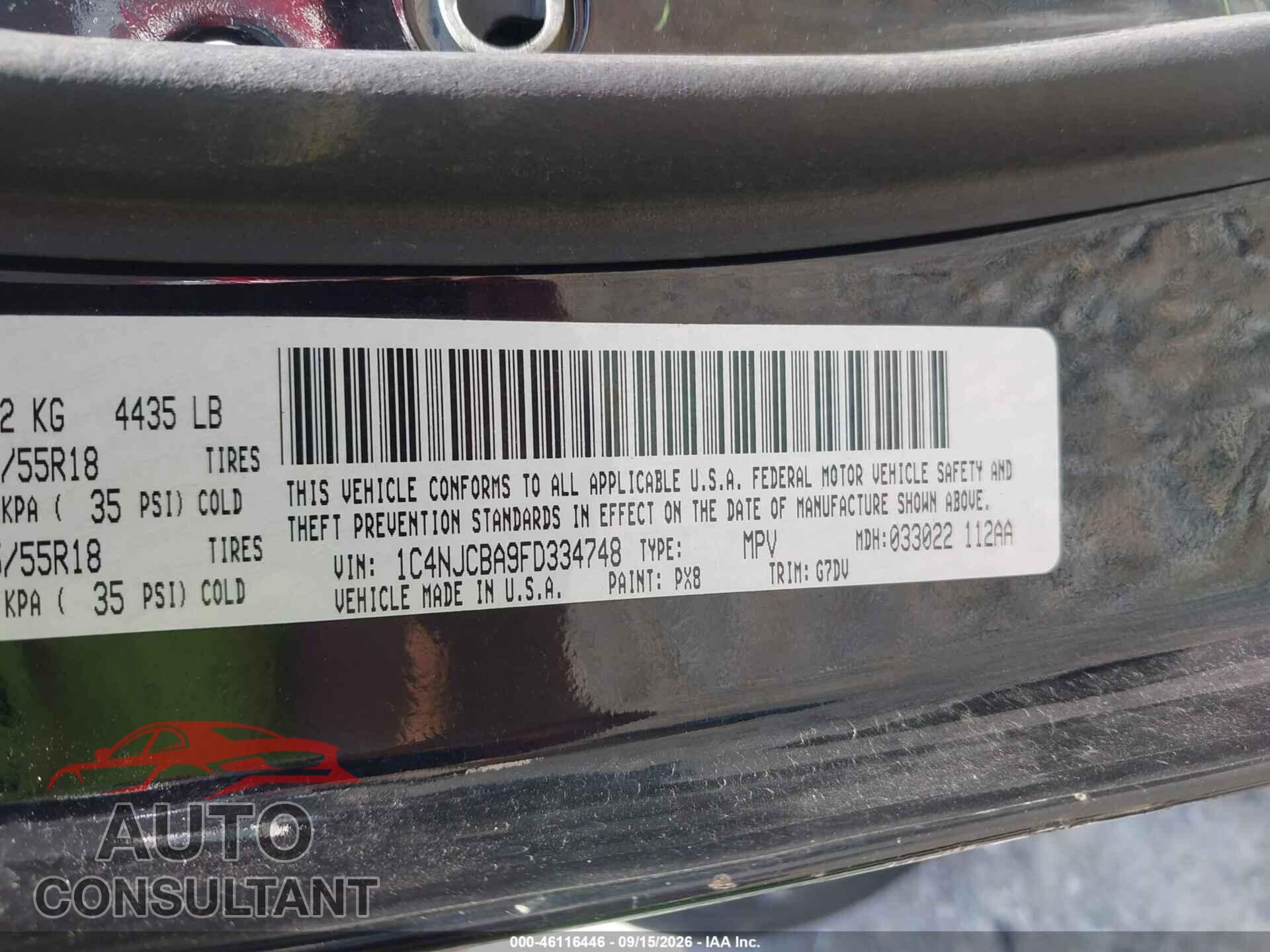 JEEP COMPASS 2015 - 1C4NJCBA9FD334748