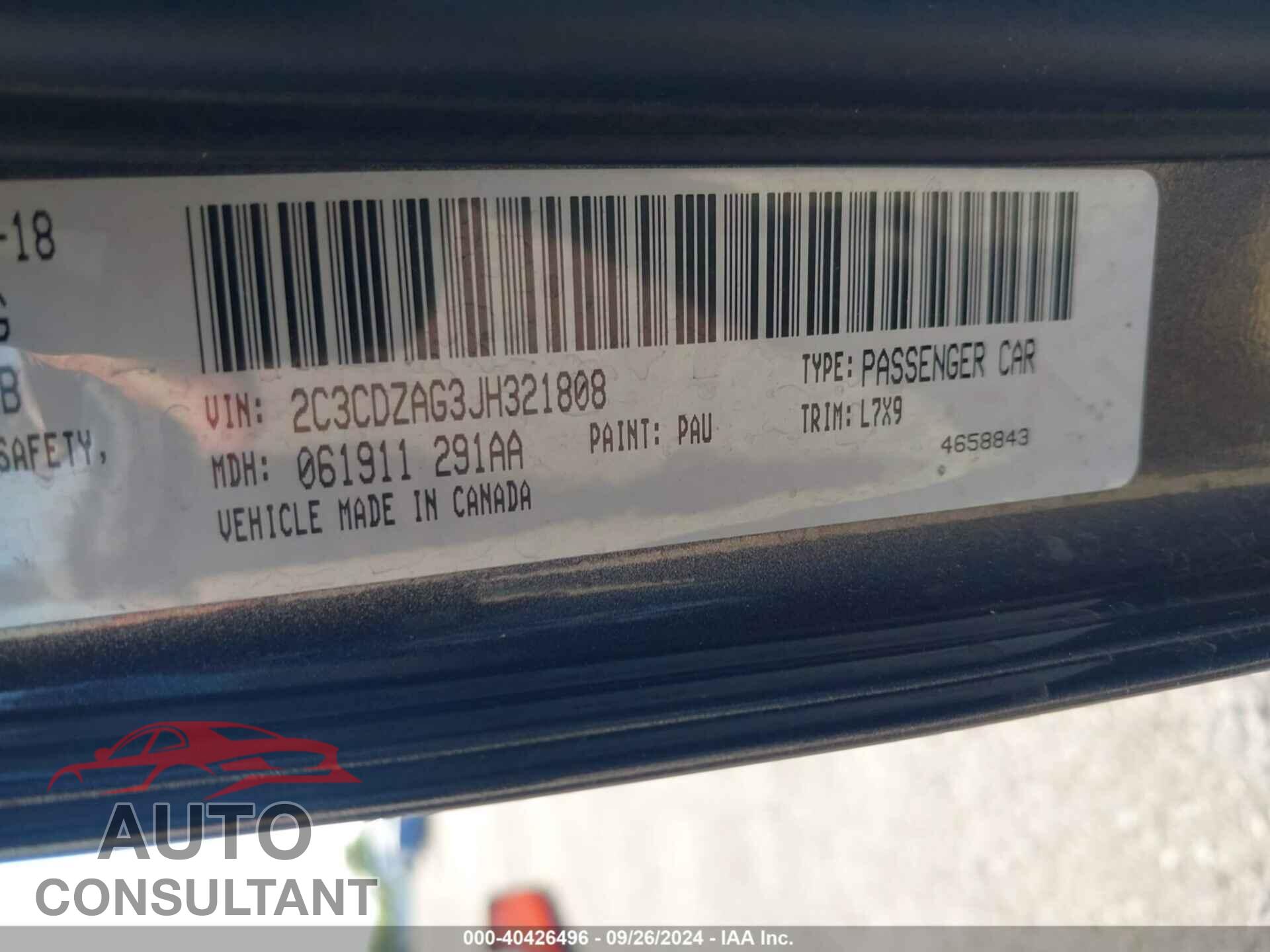 DODGE CHALLENGER 2018 - 2C3CDZAG3JH321808