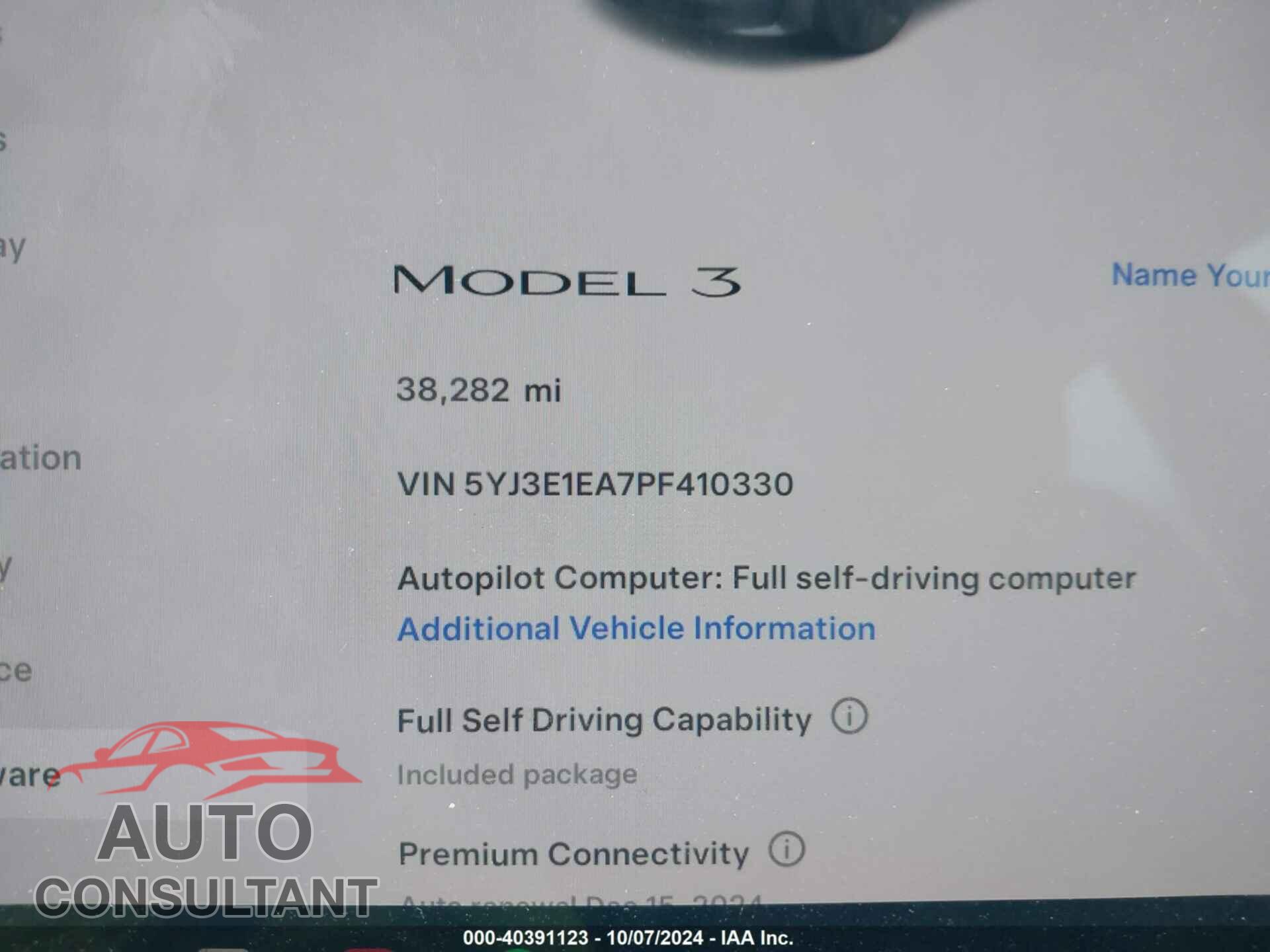 TESLA MODEL 3 2023 - 5YJ3E1EA7PF410330