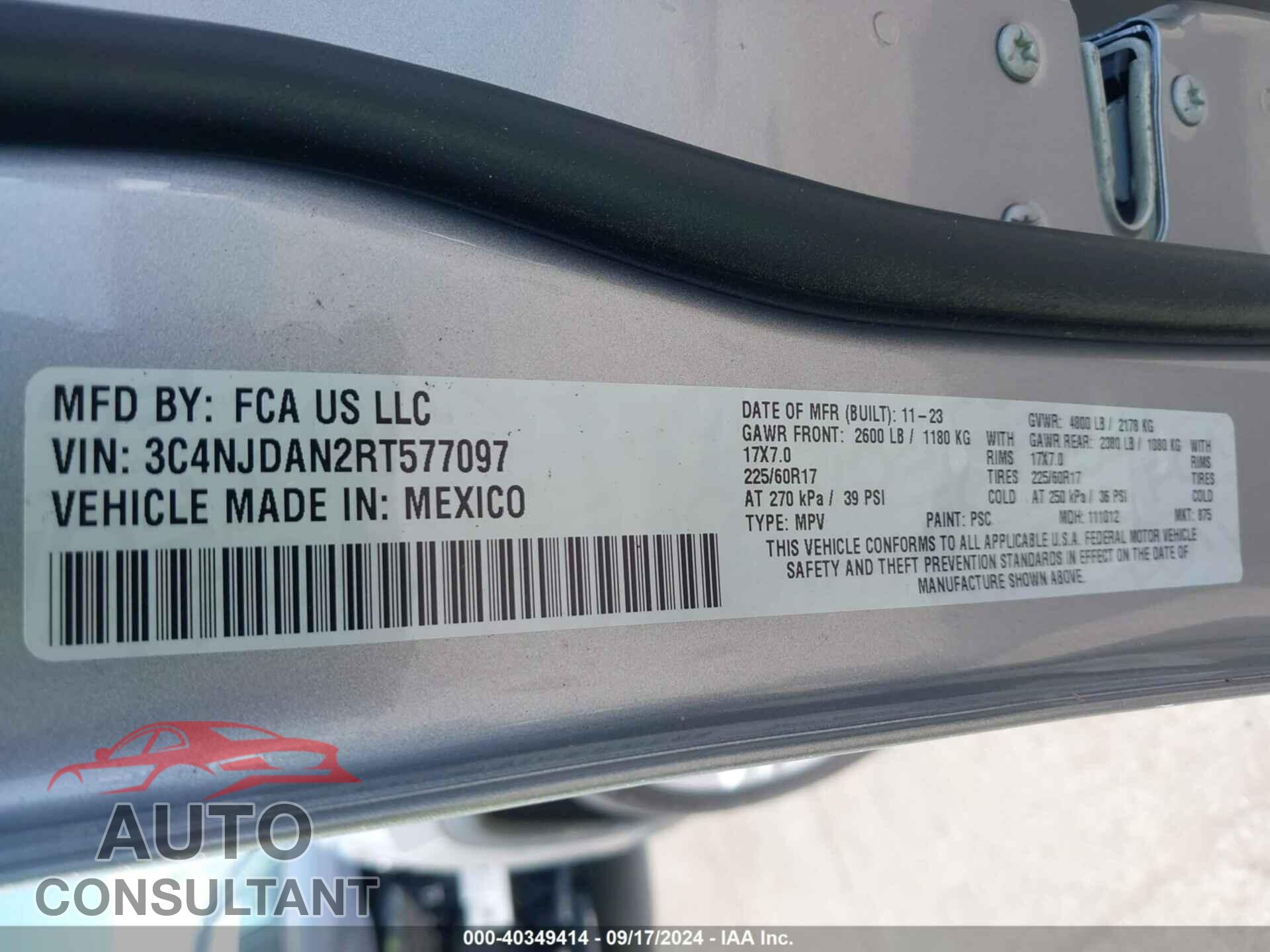 JEEP COMPASS 2024 - 3C4NJDAN2RT577097