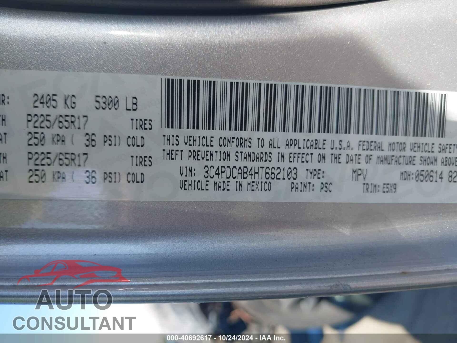 DODGE JOURNEY 2017 - 3C4PDCAB4HT662103