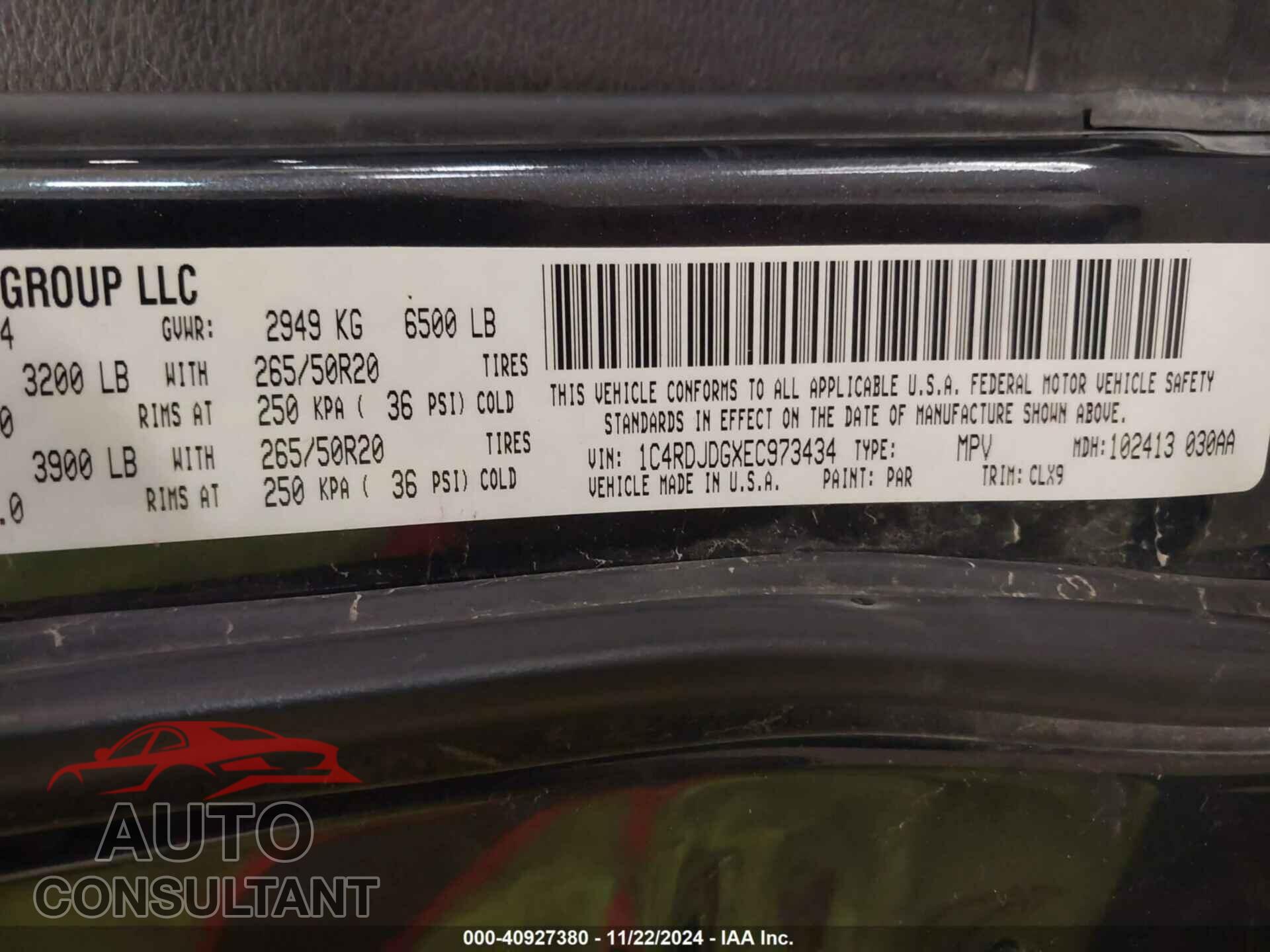 DODGE DURANGO 2014 - 1C4RDJDGXEC973434