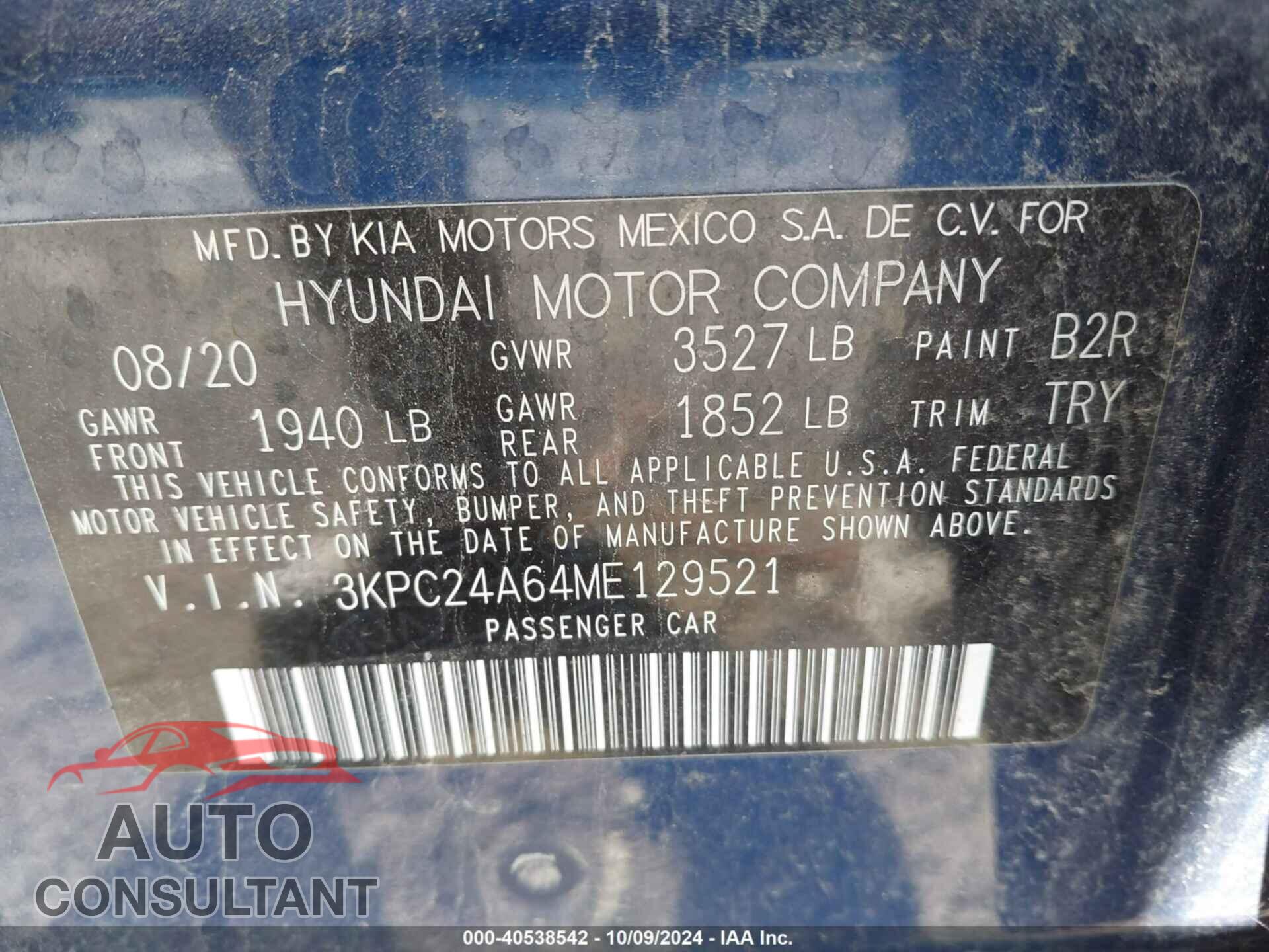 HYUNDAI ACCENT 2021 - 3KPC24A64ME129521