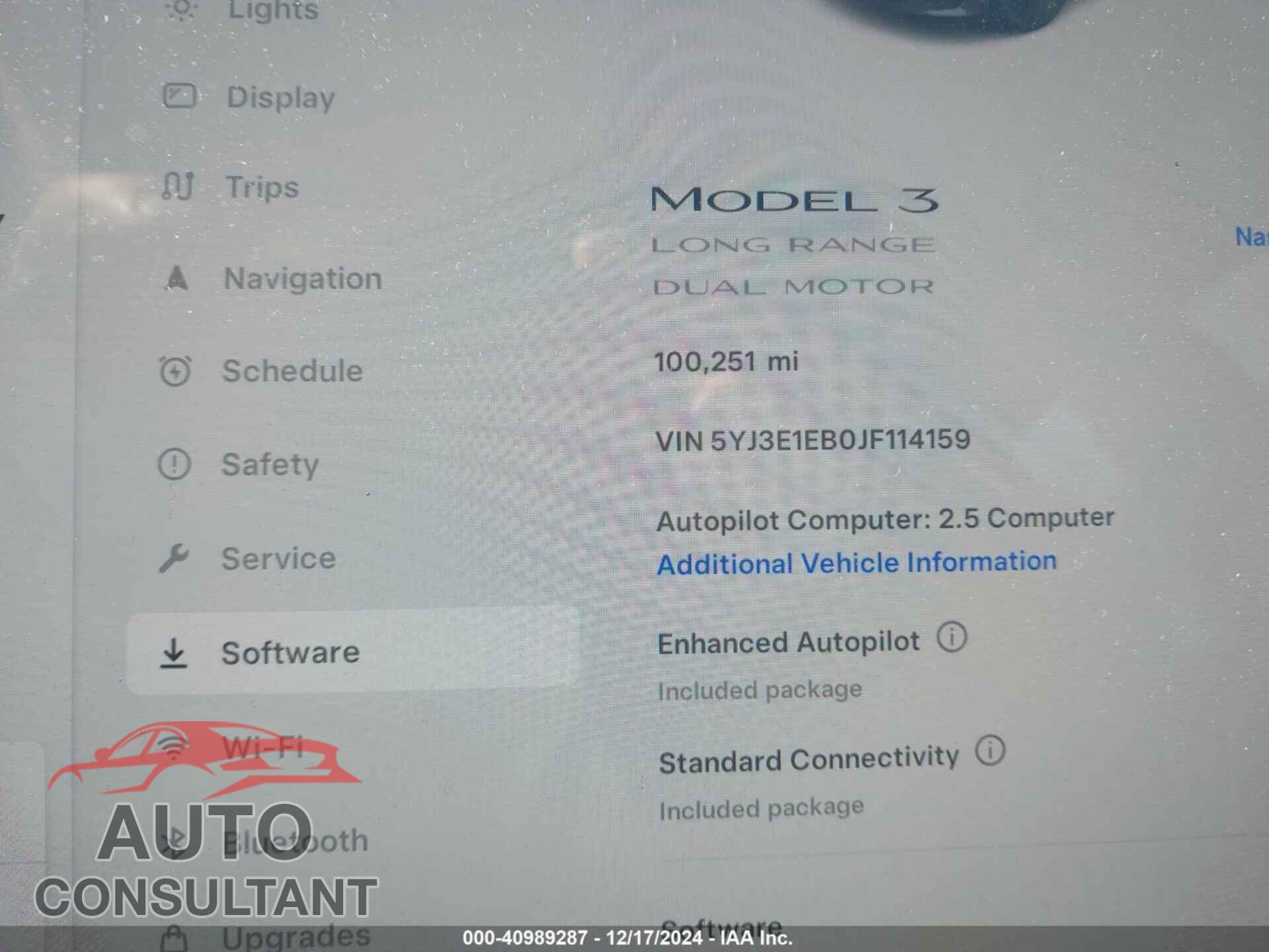 TESLA MODEL 3 2018 - 5YJ3E1EB0JF114159
