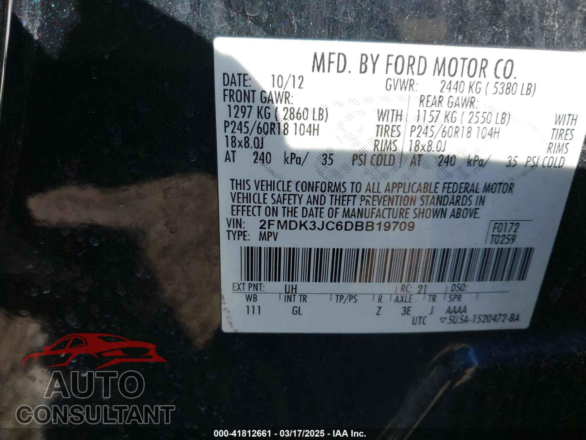 FORD EDGE 2013 - 2FMDK3JC6DBB19709