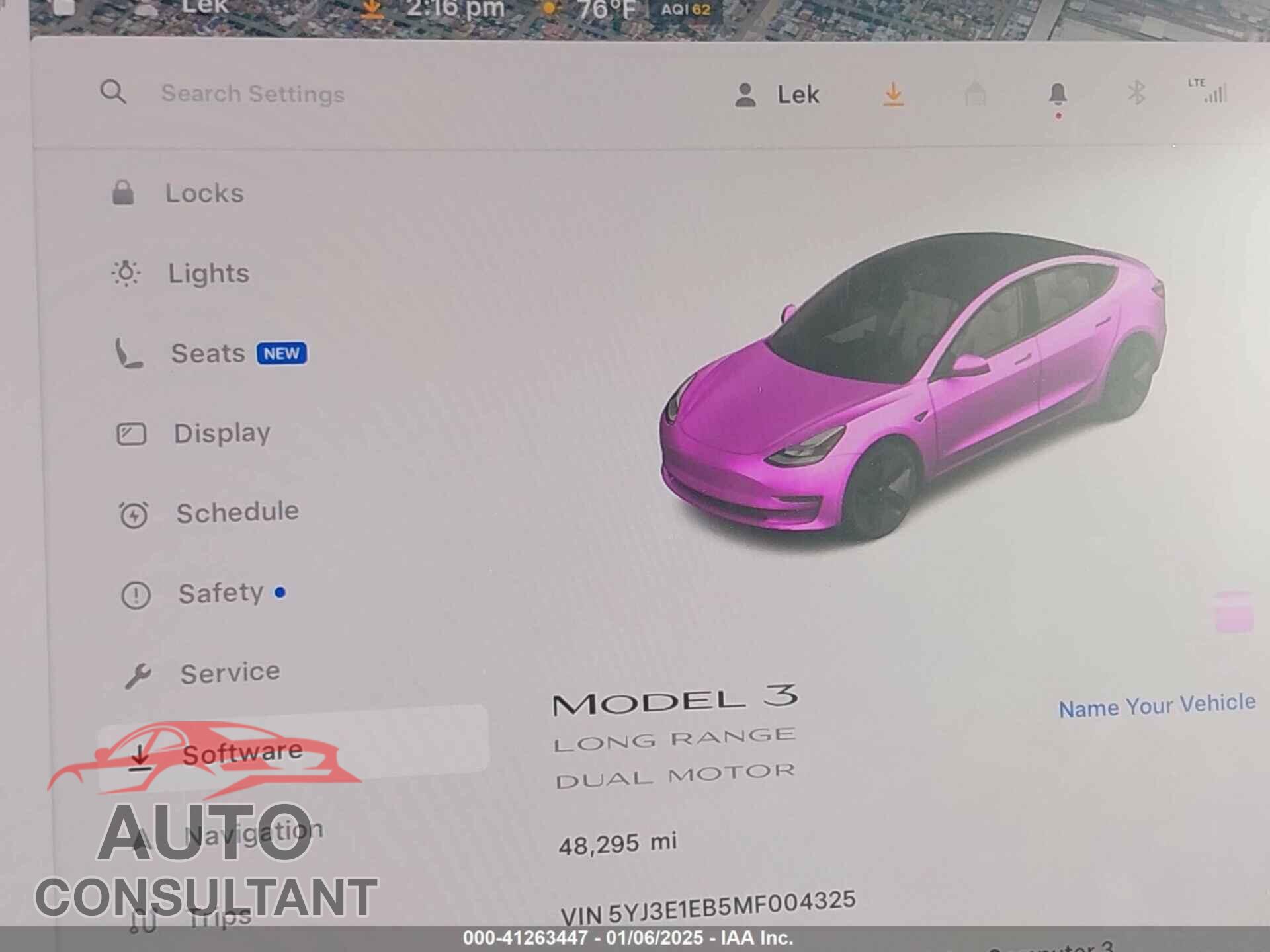 TESLA MODEL 3 2021 - 5YJ3E1EB5MF004325