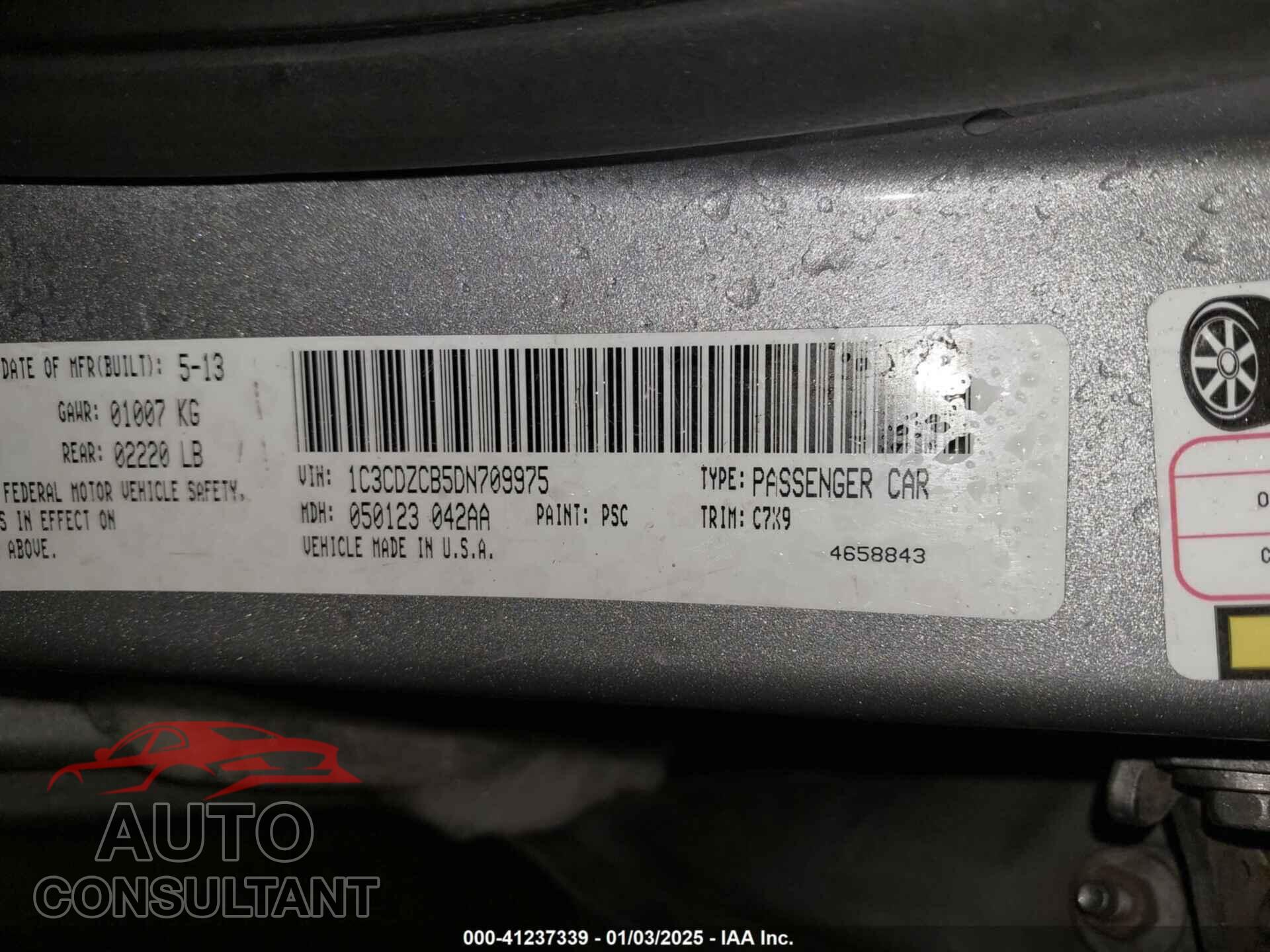 DODGE AVENGER 2013 - 1C3CDZCB5DN709975