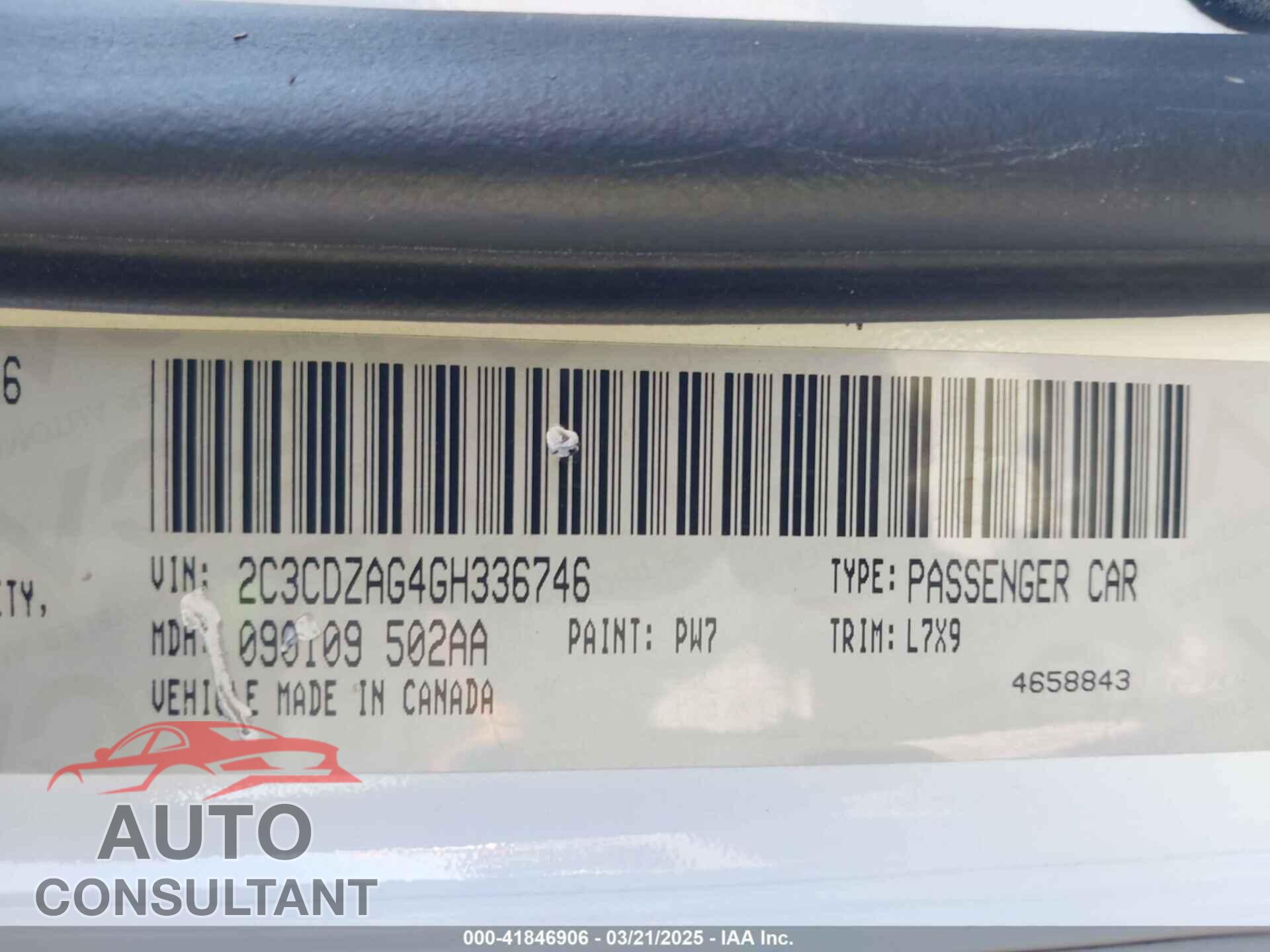 DODGE CHALLENGER 2016 - 2C3CDZAG4GH336746