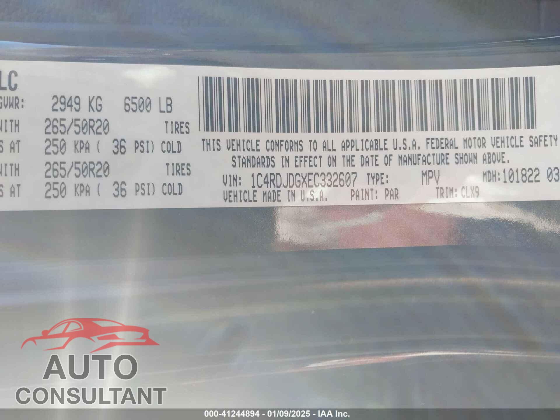 DODGE DURANGO 2014 - 1C4RDJDGXEC332607