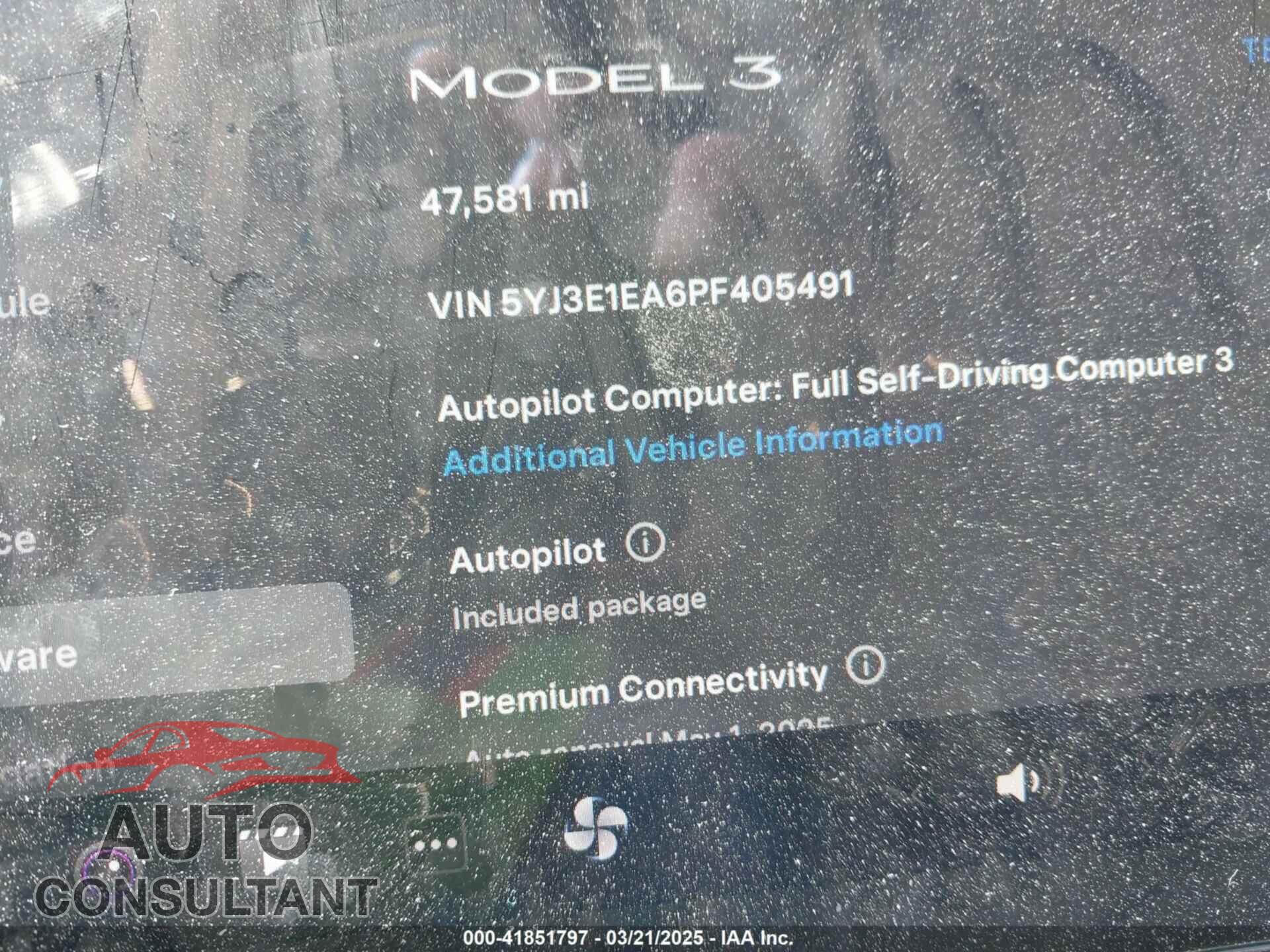 TESLA MODEL 3 2023 - 5YJ3E1EA6PF405491