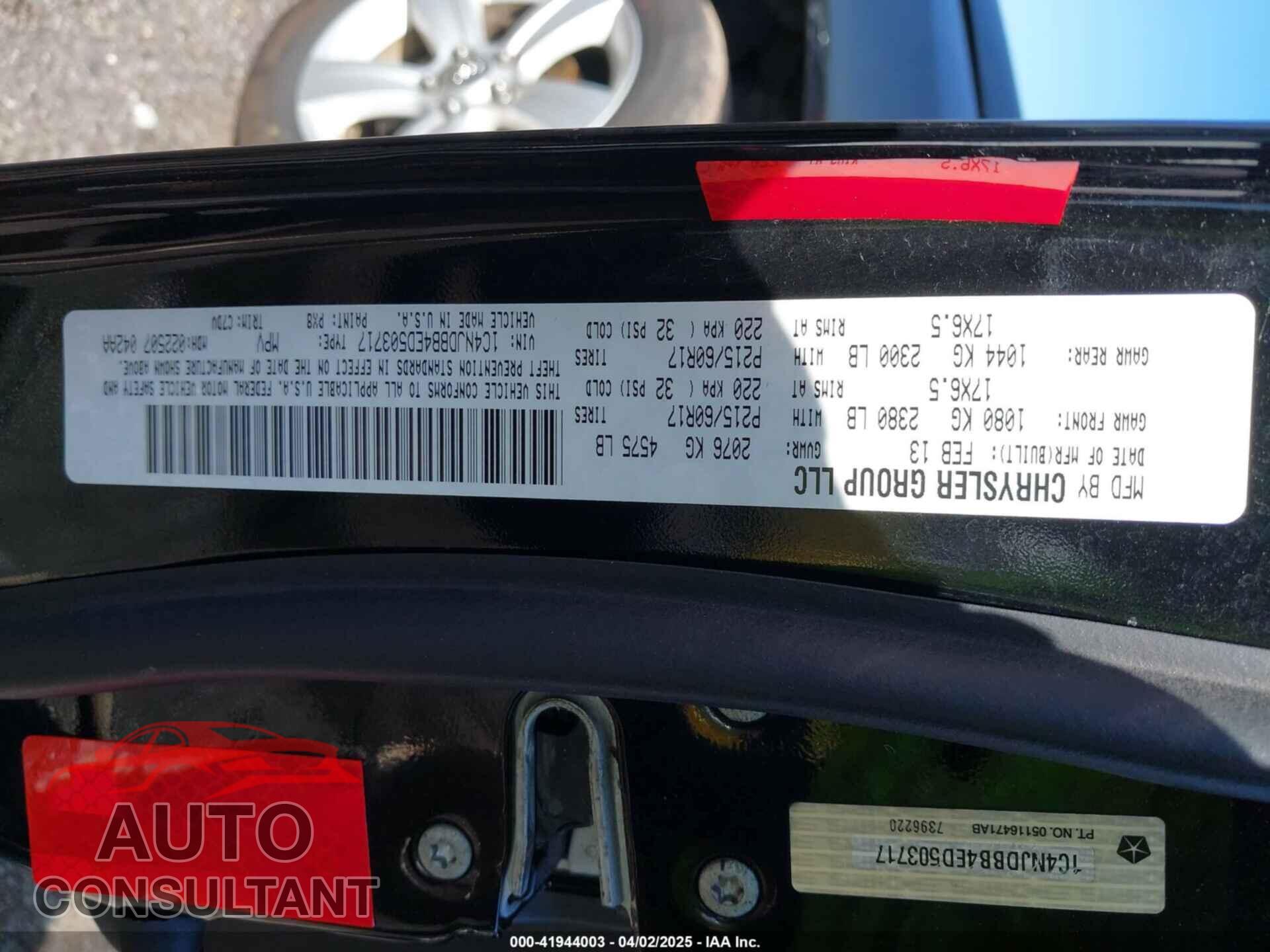 JEEP COMPASS 2014 - 1C4NJDBB4ED503717