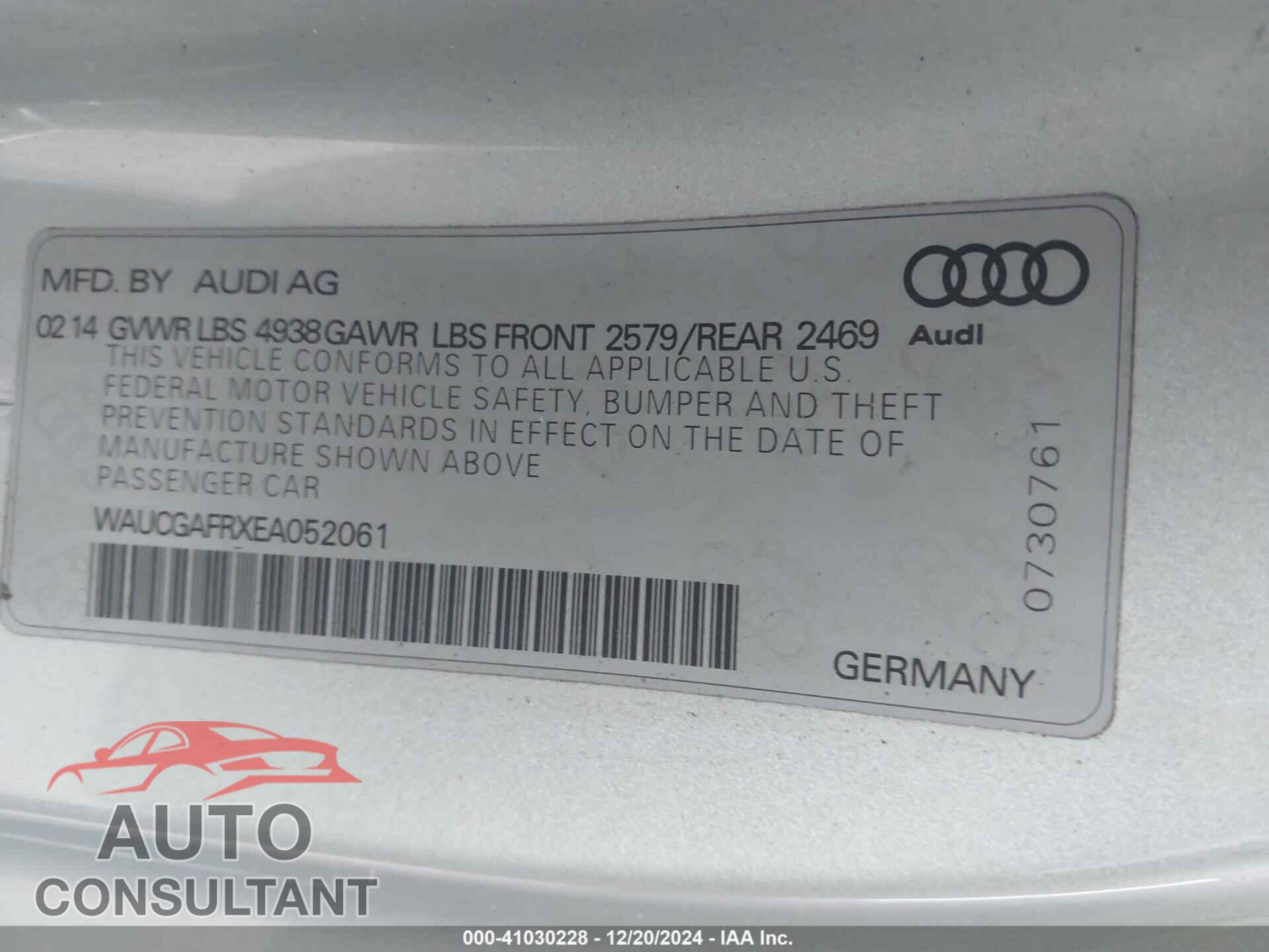 AUDI S5 2014 - WAUCGAFRXEA052061