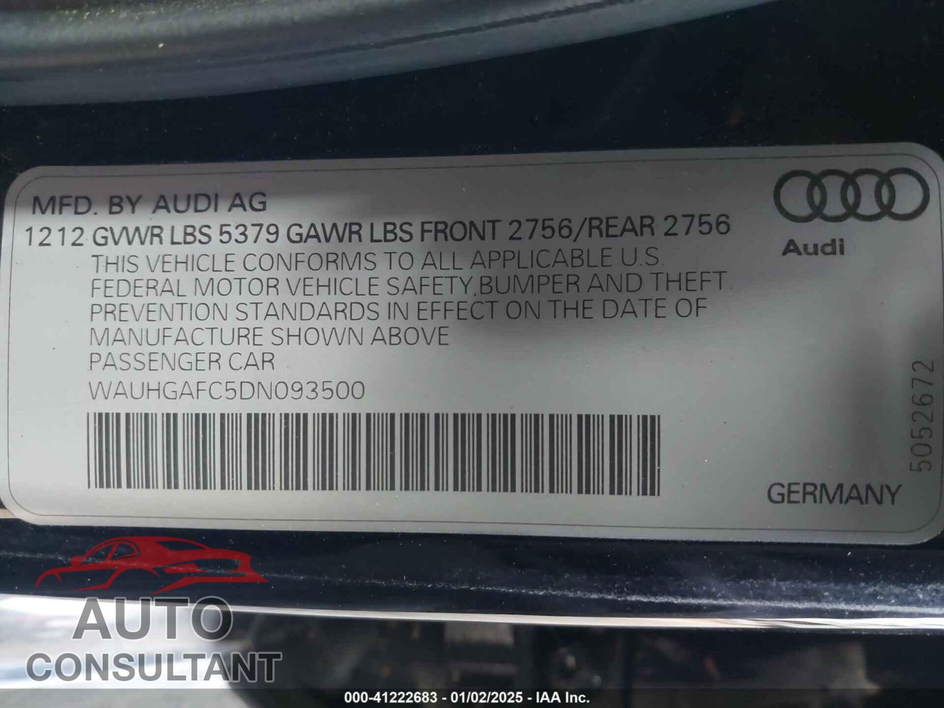 AUDI A6 2013 - WAUHGAFC5DN093500