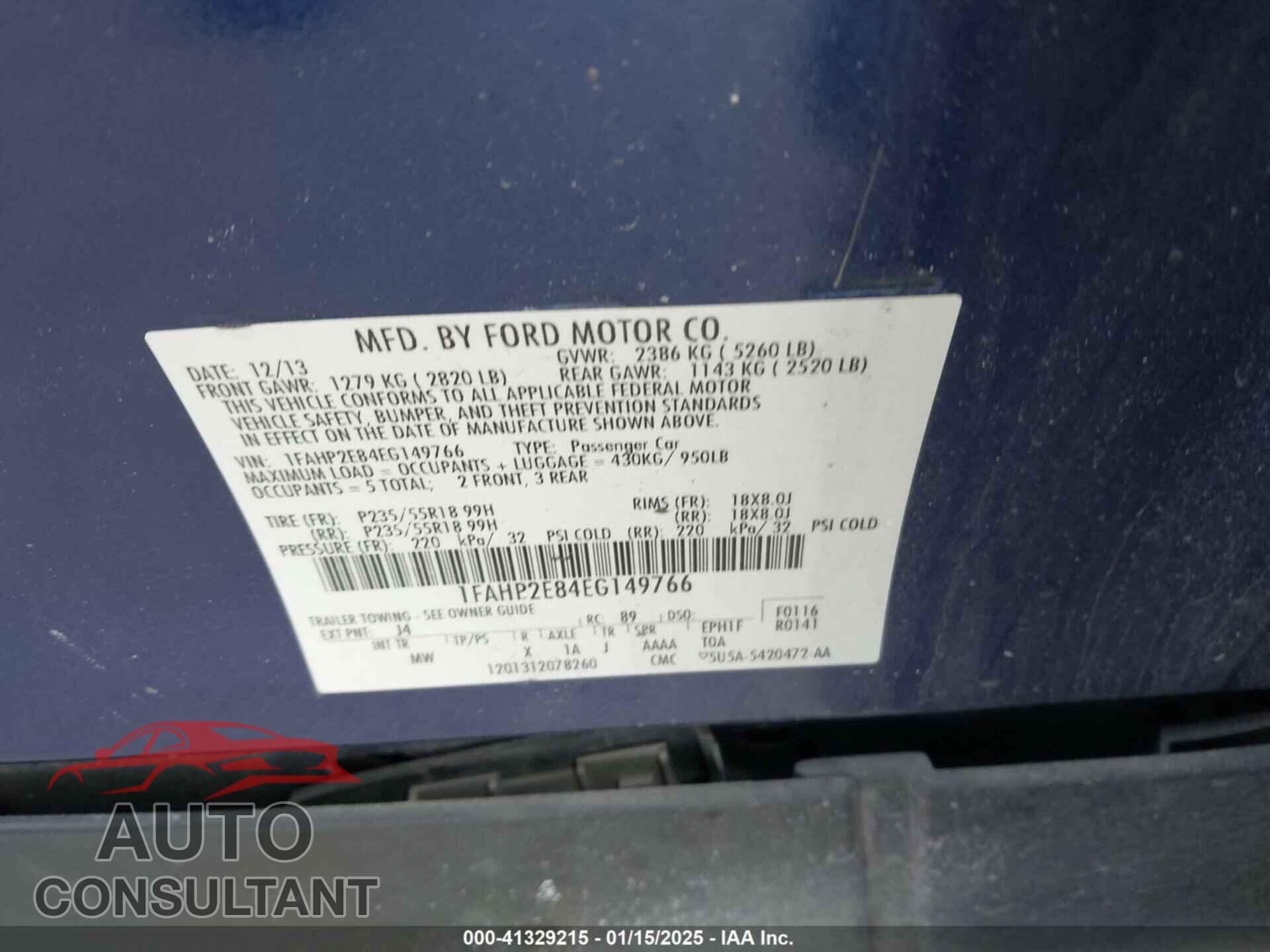 FORD TAURUS 2014 - 1FAHP2E84EG149766