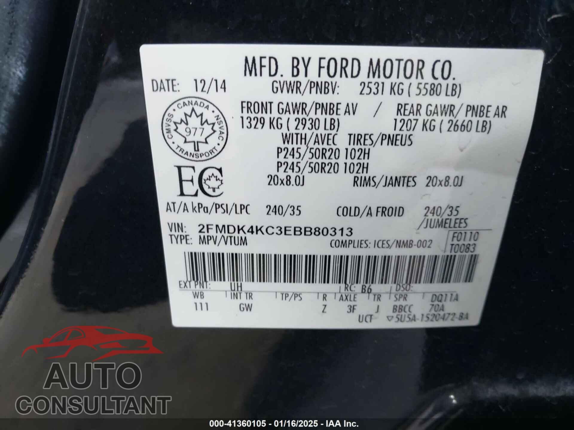 FORD EDGE 2014 - 2FMDK4KC3EBB80313